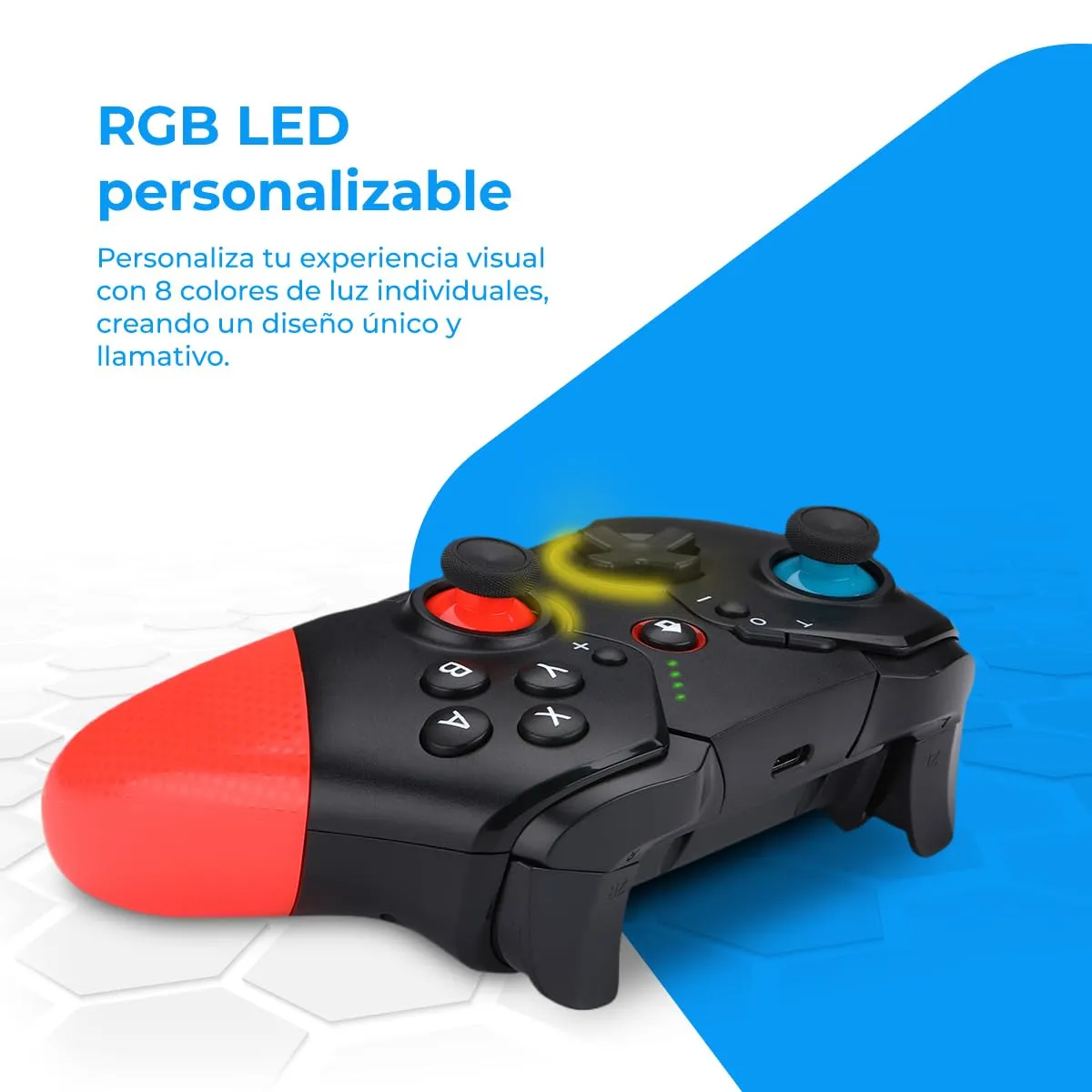 NK Telecomando PRO Switch Wireless Pro Switch Controller con Funzione Macro/Wake/Turbo/Gyro Axis/Doppia Vibrazione/RGB Light - Colore Nero/Rosso/Blu - immagine 5