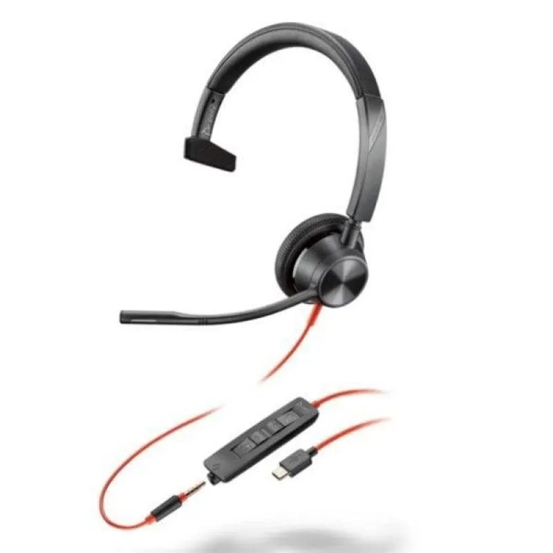 Auricolari Poly Blackwire 3315 cablati USB-C/A con cancellazione rumore e microfono nero - immagine 1