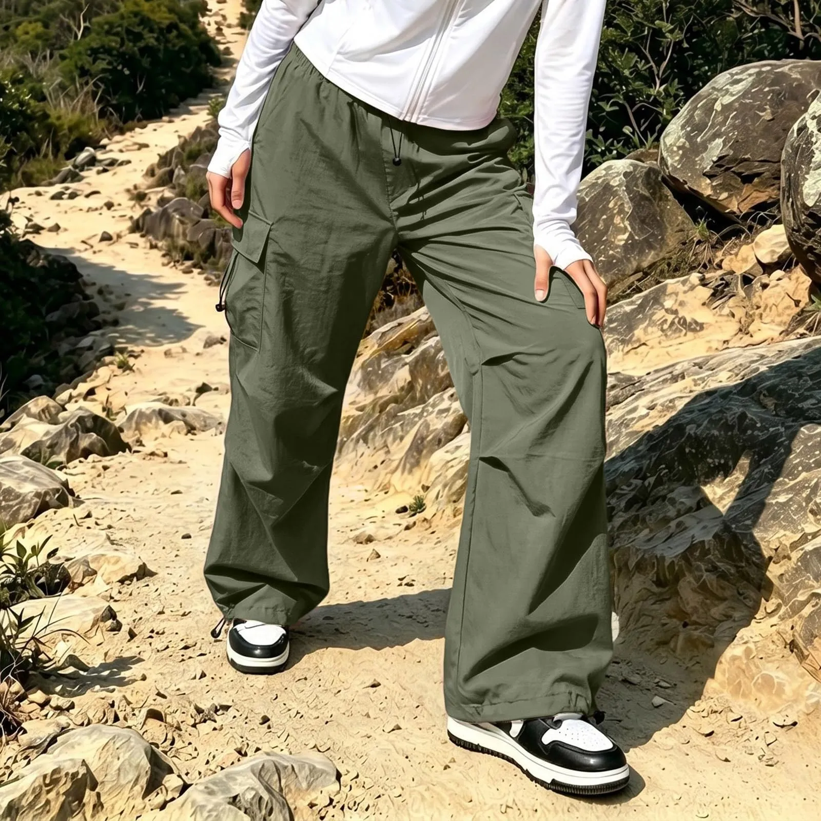 Pantaloni Sportivi da Ragazza con Elastico in Vita da Donna Multitasche - immagine 5