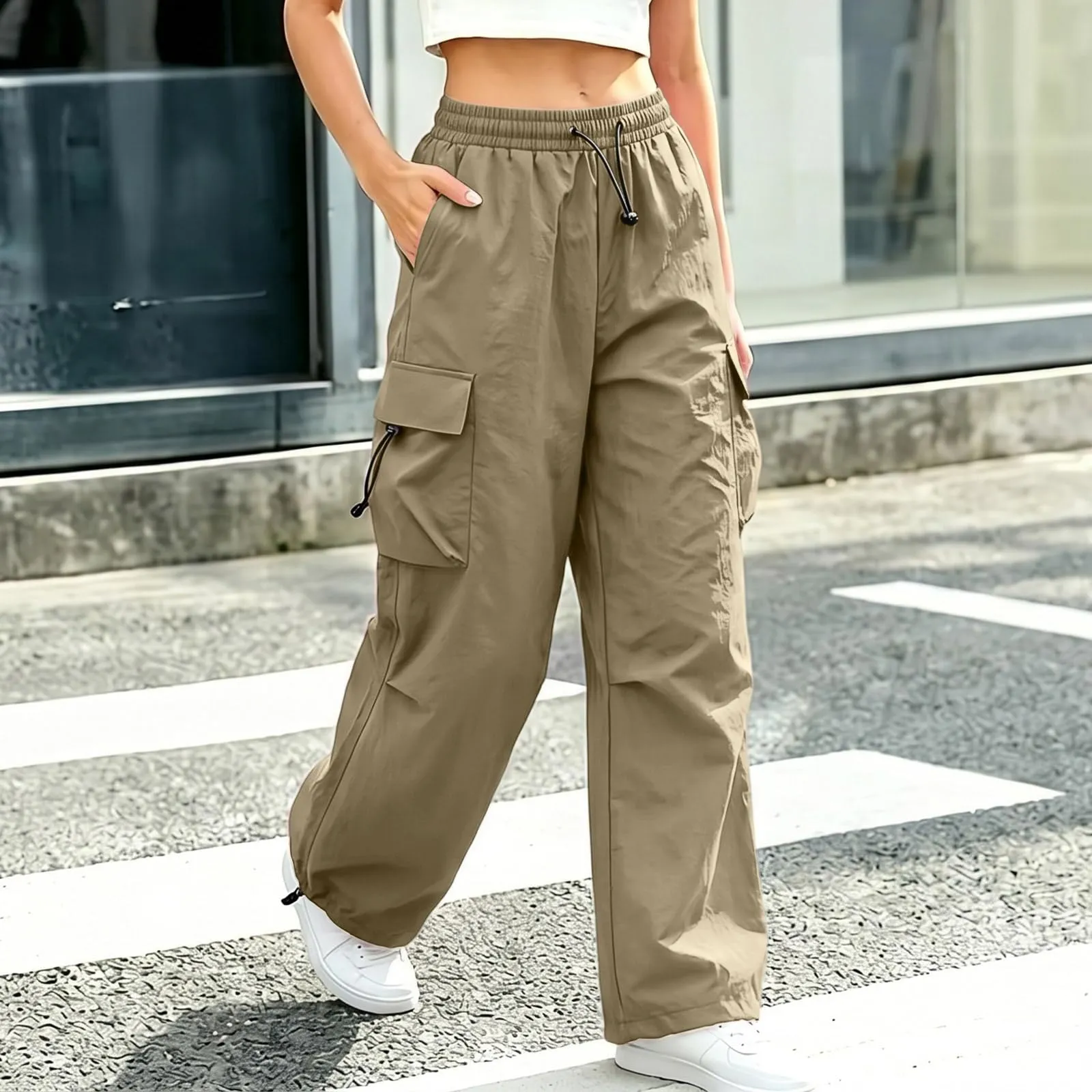 Pantaloni Sportivi da Ragazza con Elastico in Vita da Donna Multitasche - immagine 3