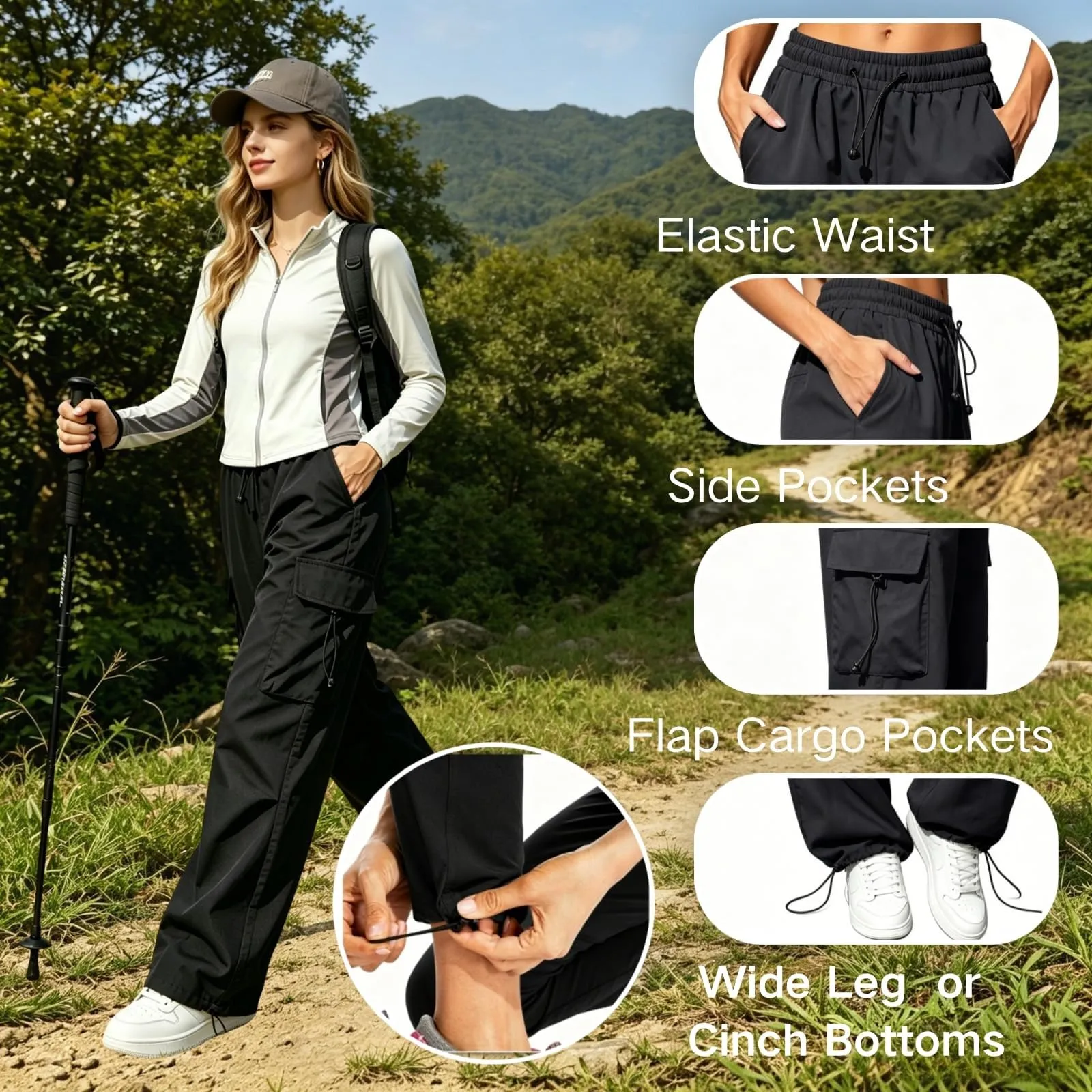 Pantaloni Sportivi da Ragazza con Elastico in Vita da Donna Multitasche - immagine 6