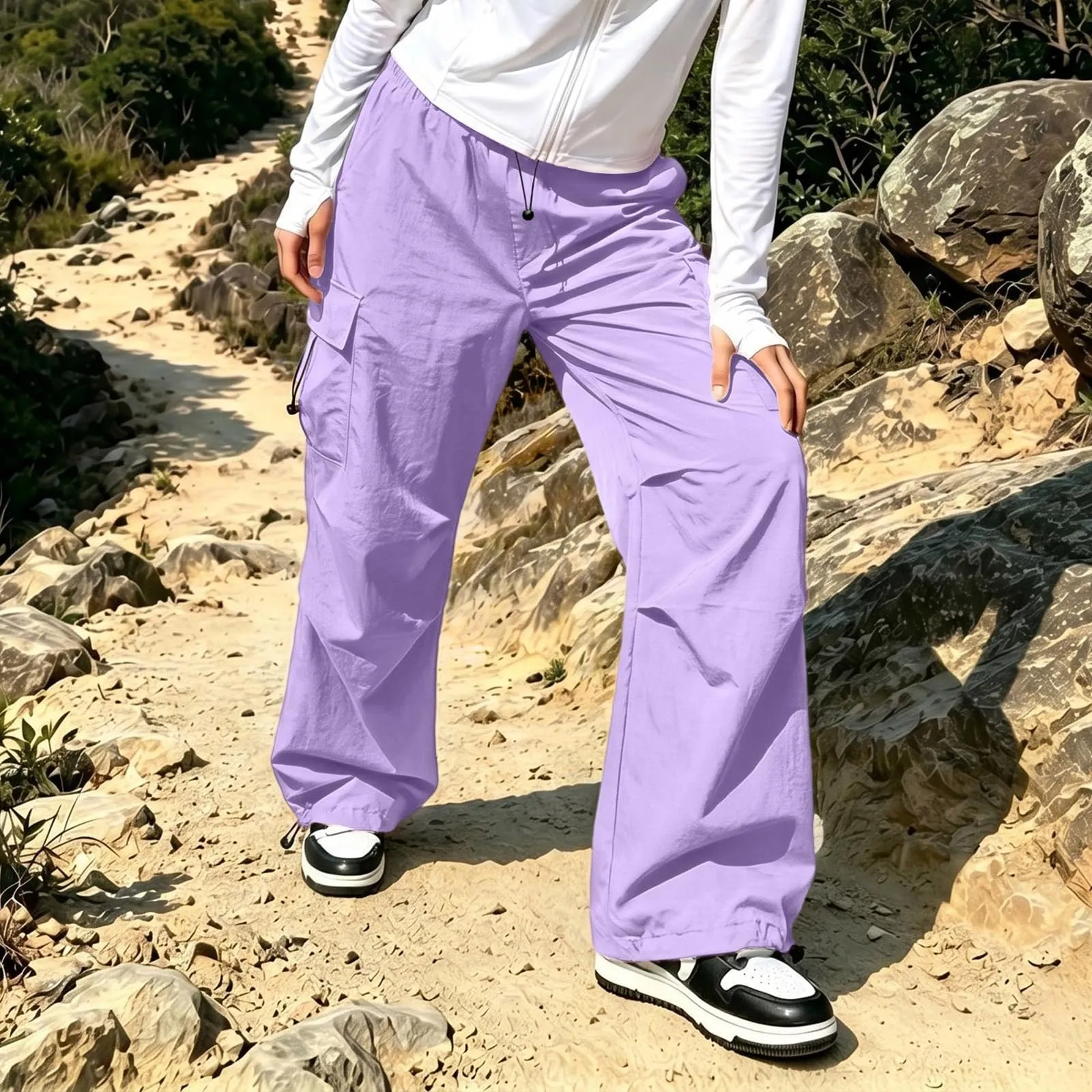 Pantaloni Sportivi da Ragazza con Elastico in Vita da Donna Multitasche - immagine 5