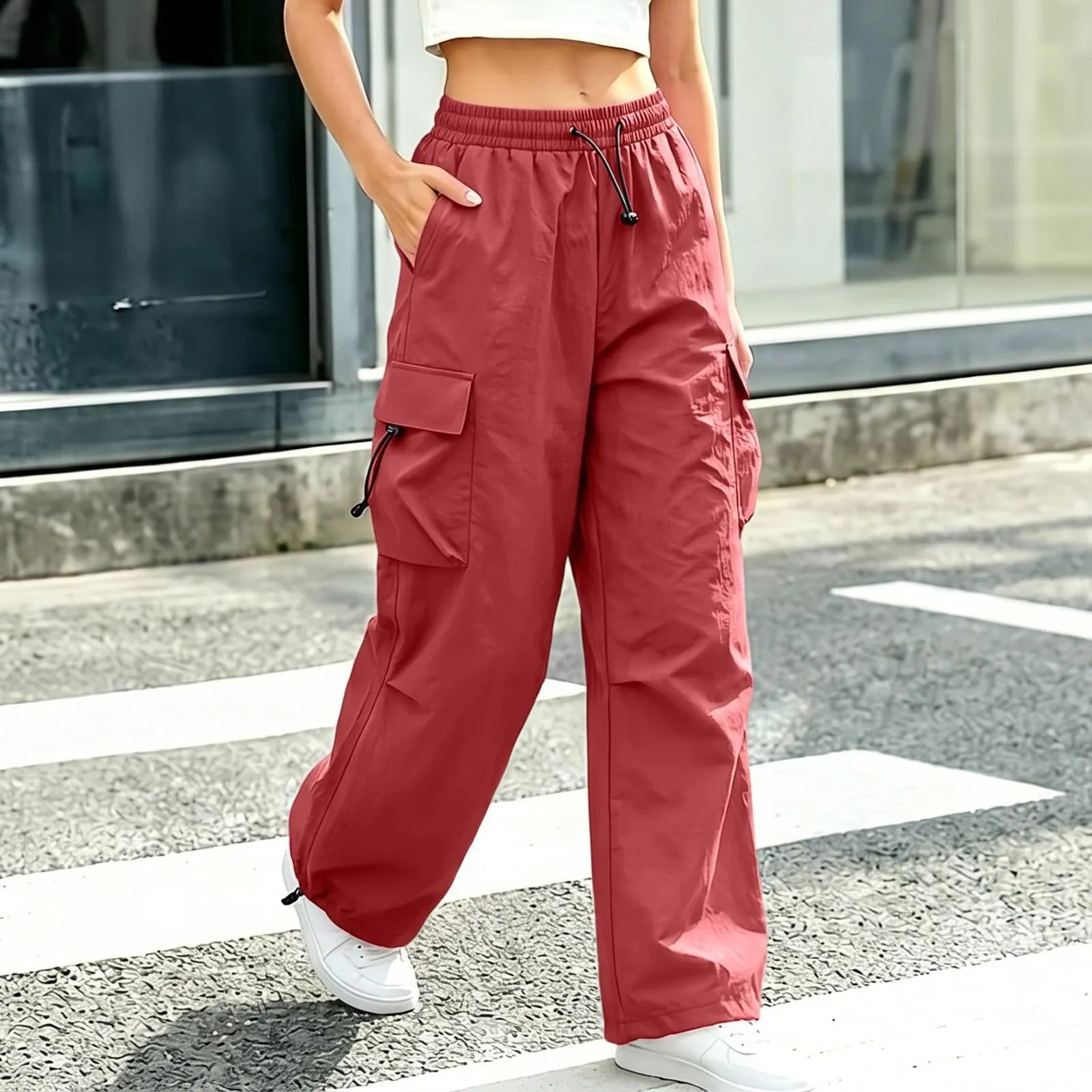 Pantaloni Sportivi da Ragazza con Elastico in Vita da Donna Multitasche - immagine 5