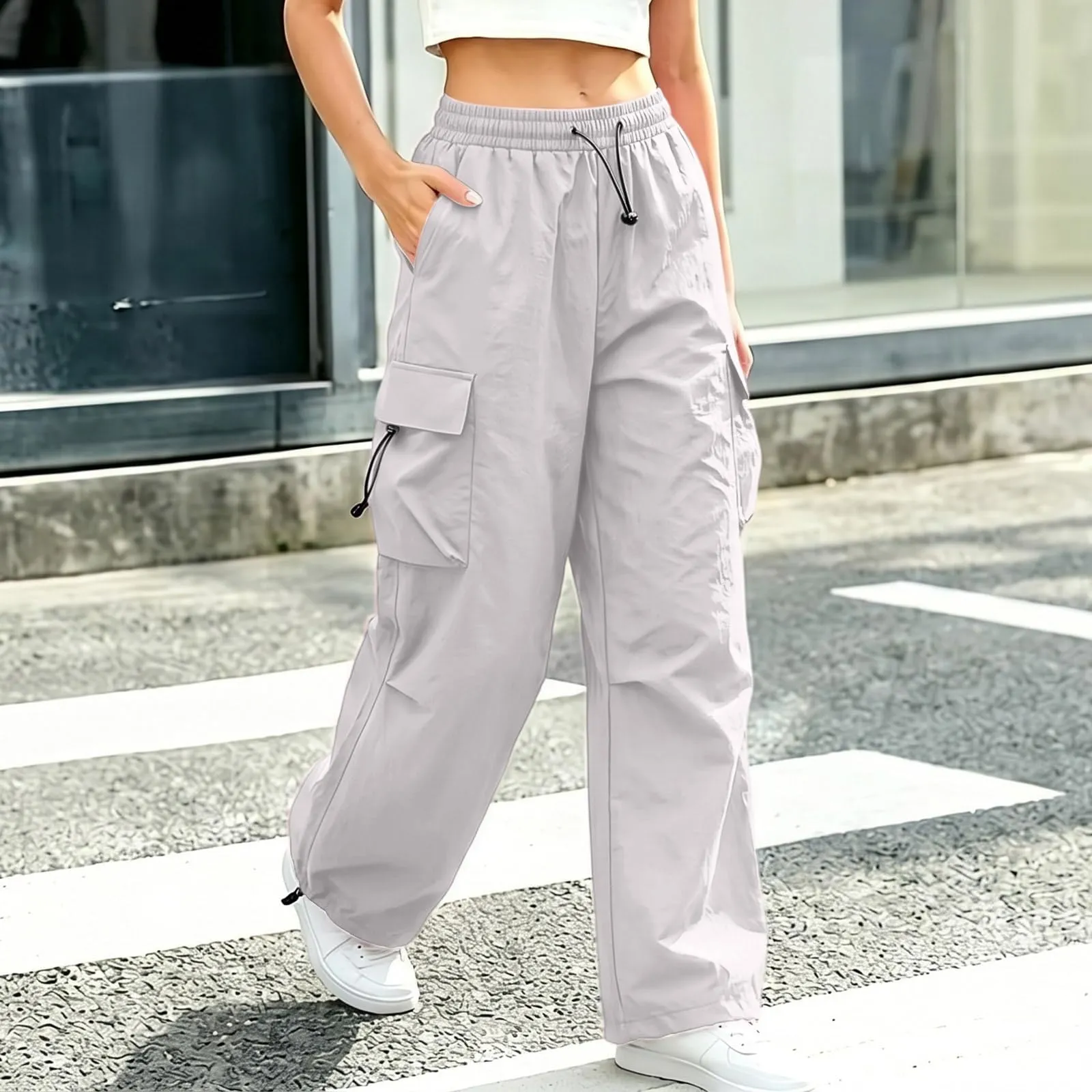 Pantaloni Sportivi da Ragazza con Elastico in Vita da Donna Multitasche - immagine 3