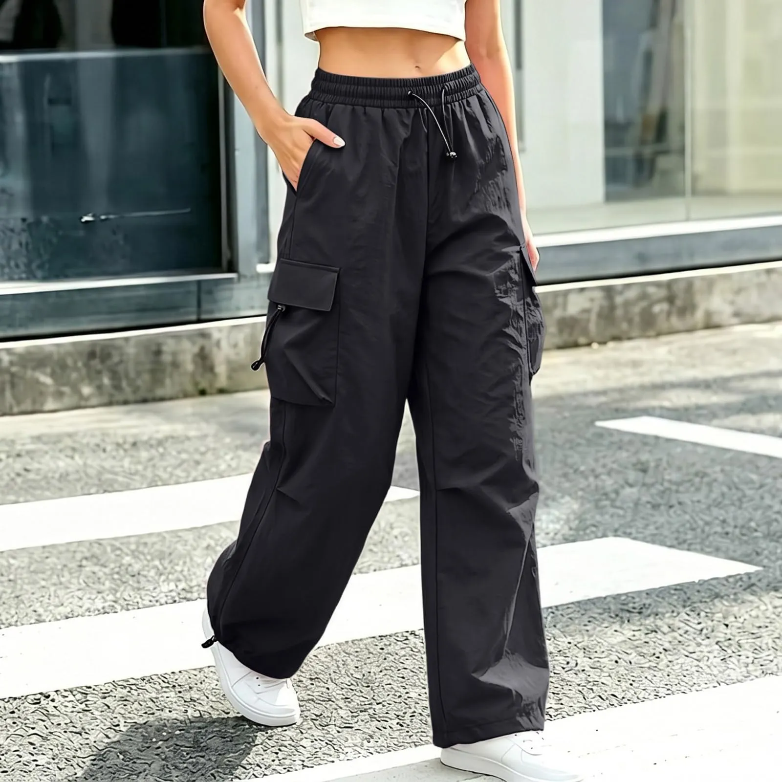 Pantaloni Sportivi da Ragazza con Elastico in Vita da Donna Multitasche - immagine 3