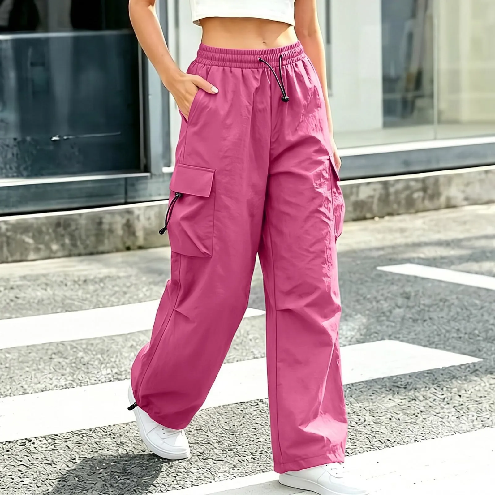 Pantaloni Sportivi da Ragazza con Elastico in Vita da Donna Multitasche - immagine 3
