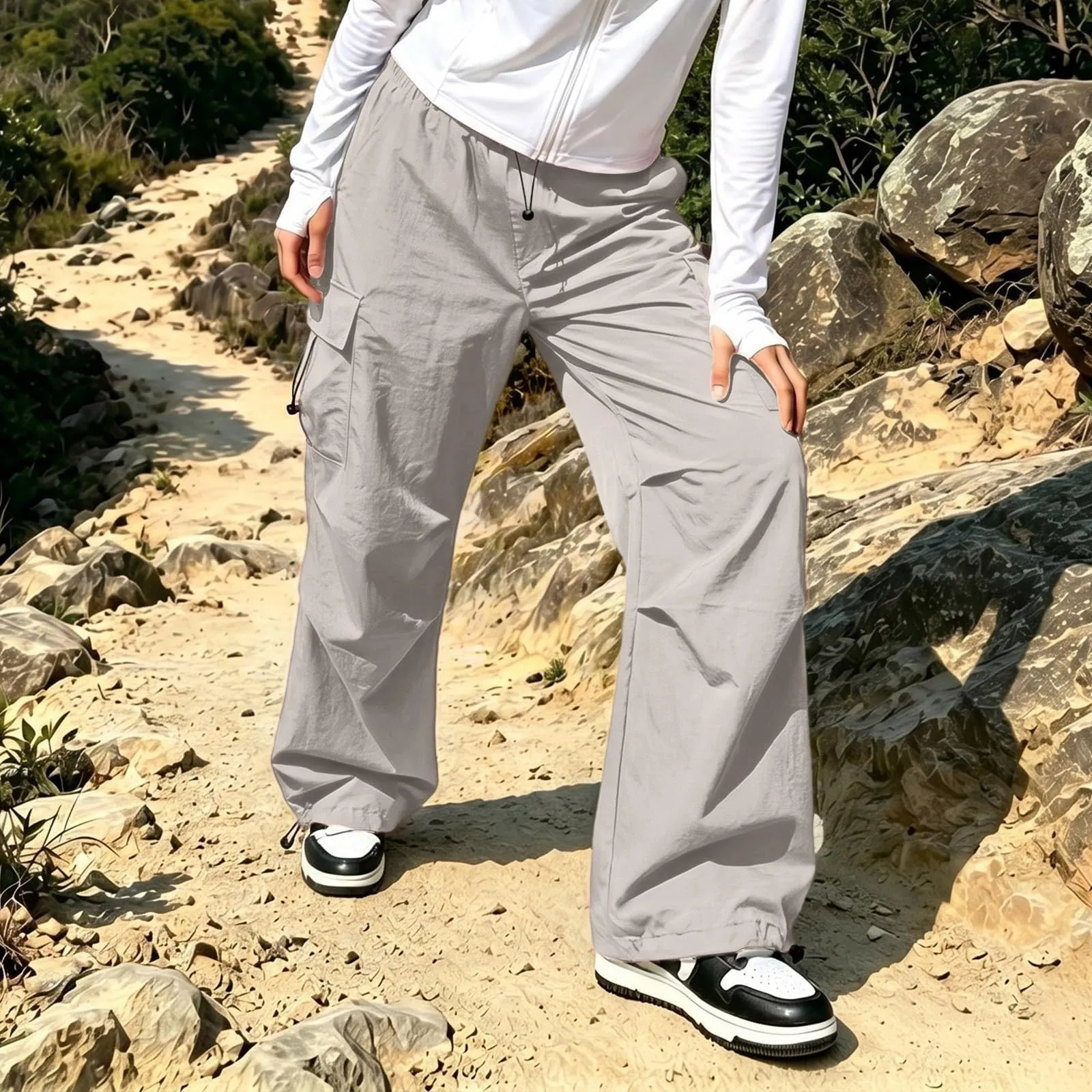 Pantaloni Sportivi da Ragazza con Elastico in Vita da Donna Multitasche - immagine 5