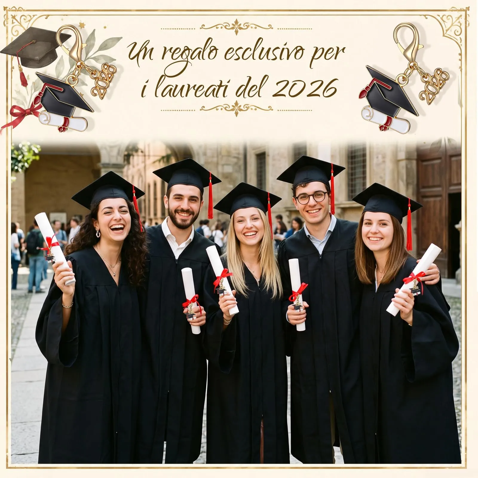 BBTO Portachiavi Cappello per Laurea 2026 Ciondolo Laurea per Bomboniera, 30 - immagine 6