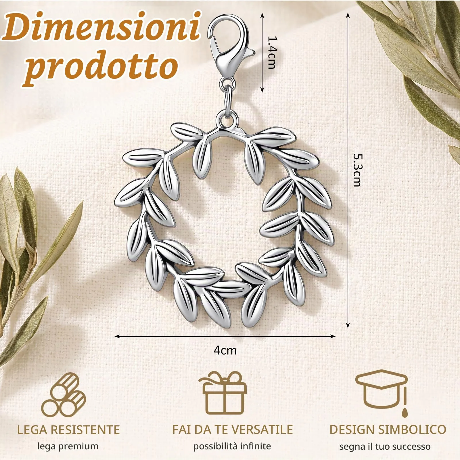 BBTO 24 Pezzi Corona di Alloro Portachiavi con Fibbia a Moschettone 14 Mm - immagine 2