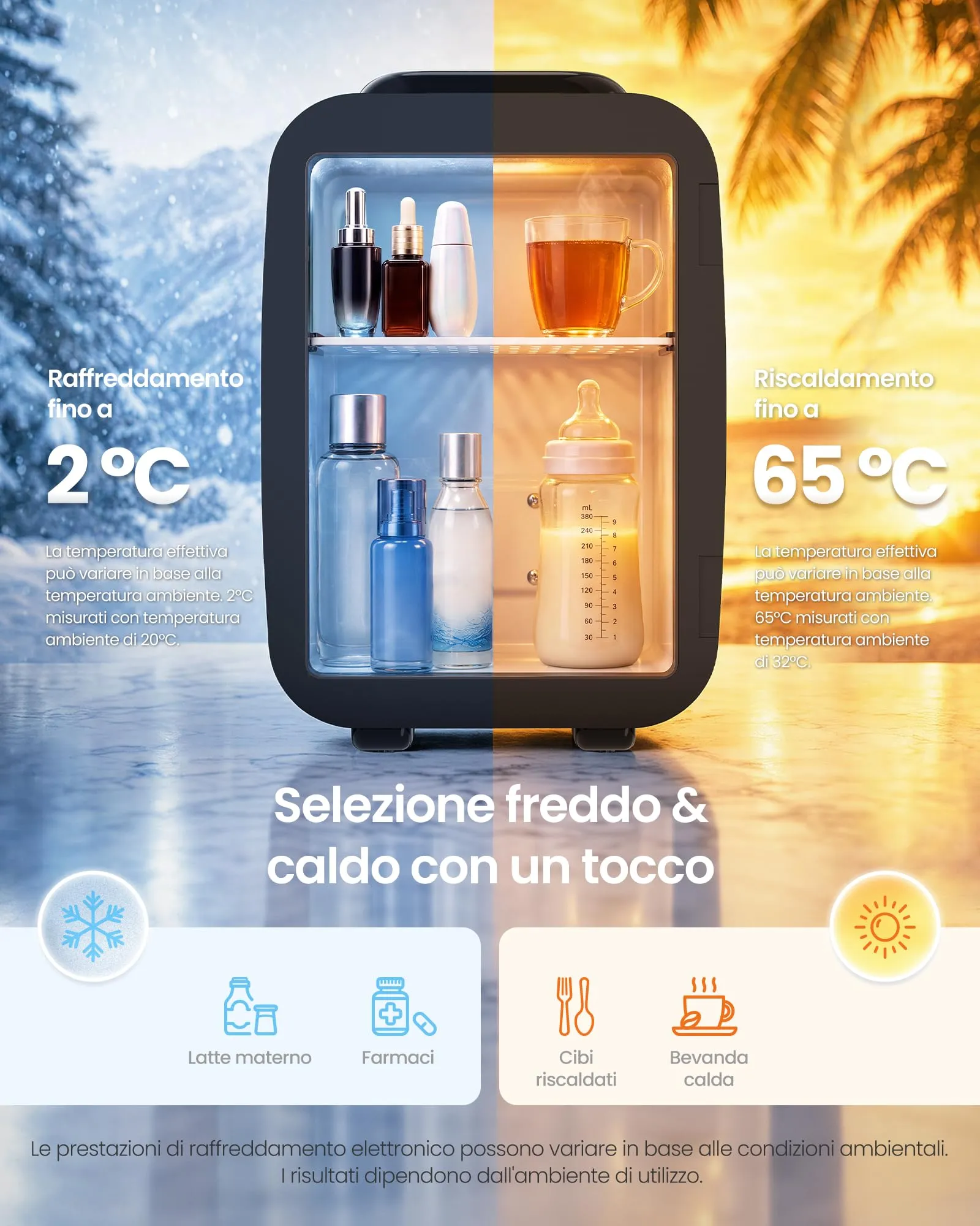 SONGMICS Mini Frigo, Frigorifero Portatile Caldo e Freddo, 4 L - immagine 3
