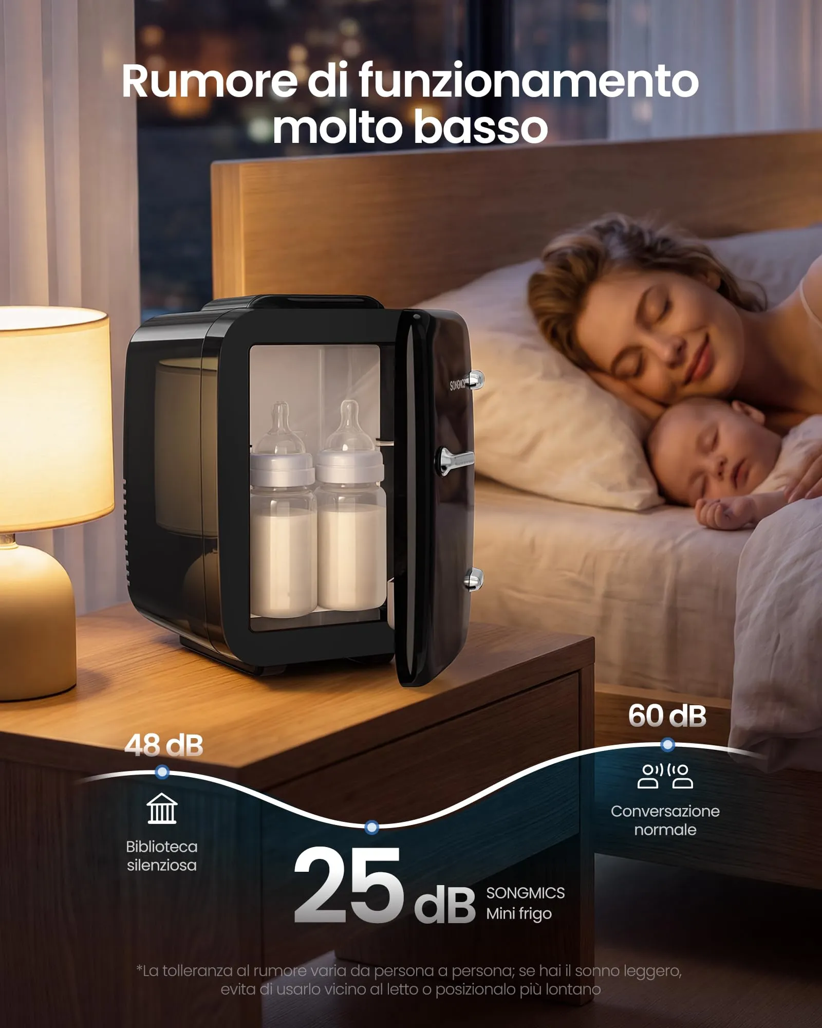 SONGMICS Mini Frigo, Frigorifero Portatile Caldo e Freddo, 4 L - immagine 6