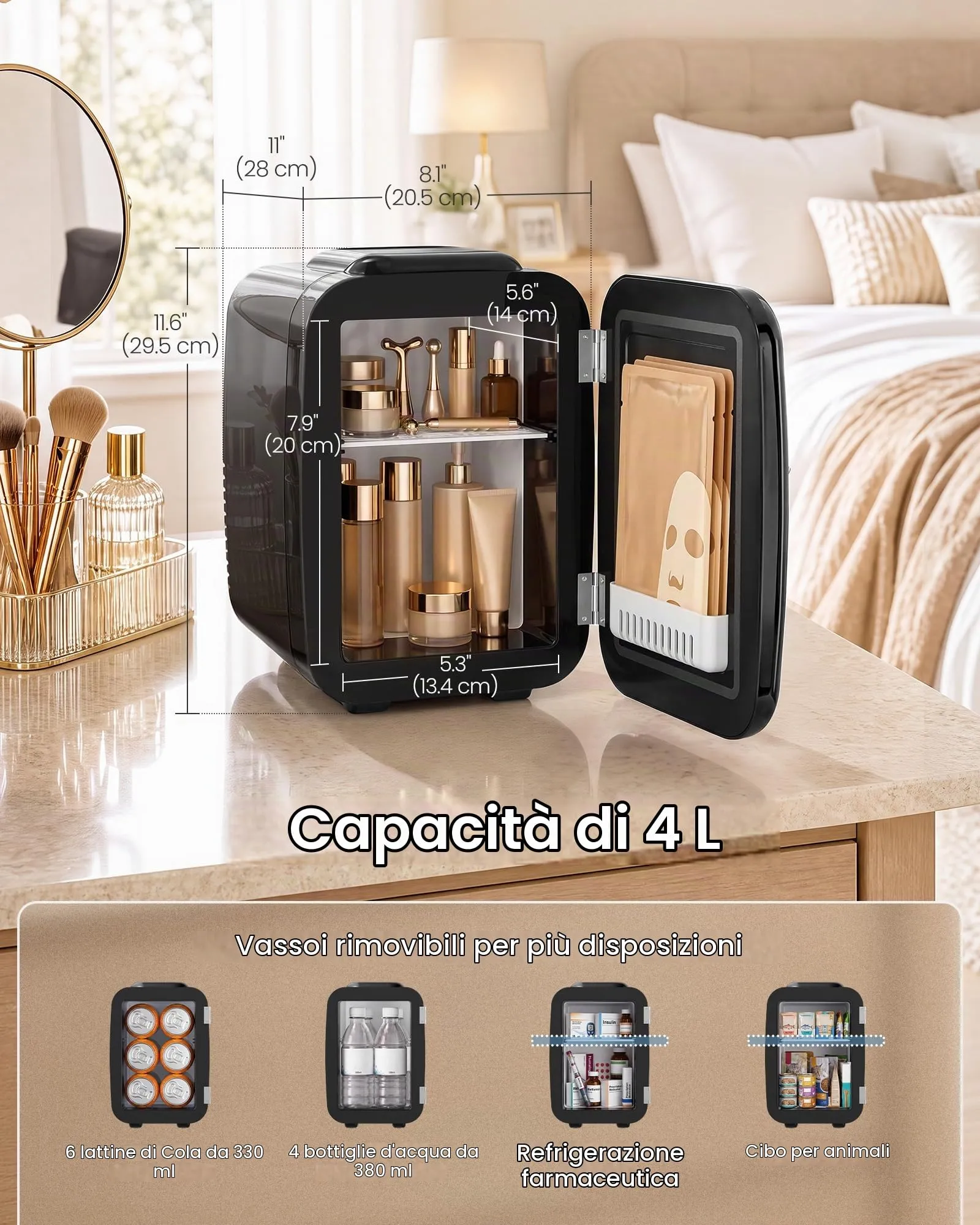 SONGMICS Mini Frigo, Frigorifero Portatile Caldo e Freddo, 4 L - immagine 7