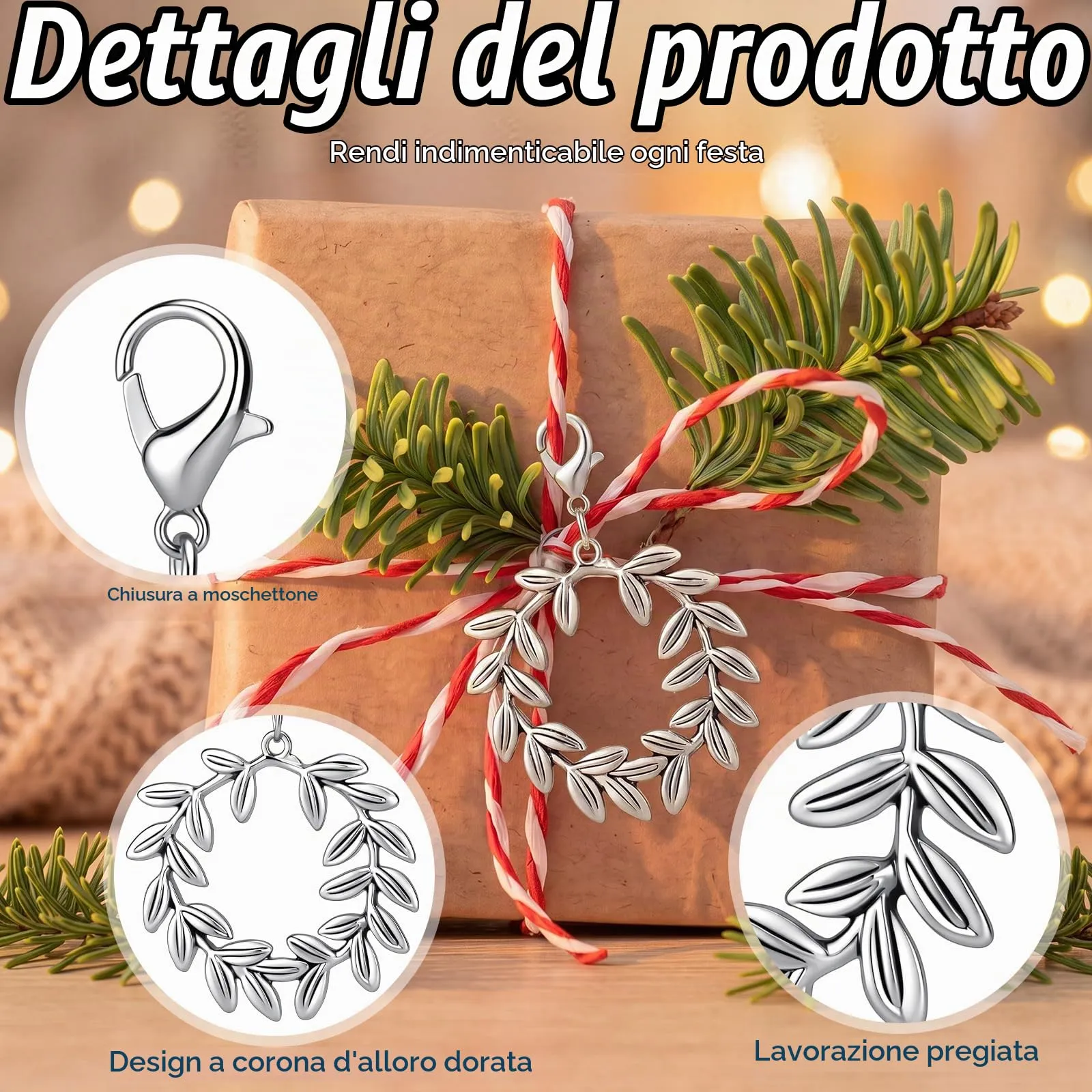 BBTO 36 Pezzi Corona di Alloro Portachiavi con Fibbia a Moschettone 14 Mm - immagine 3
