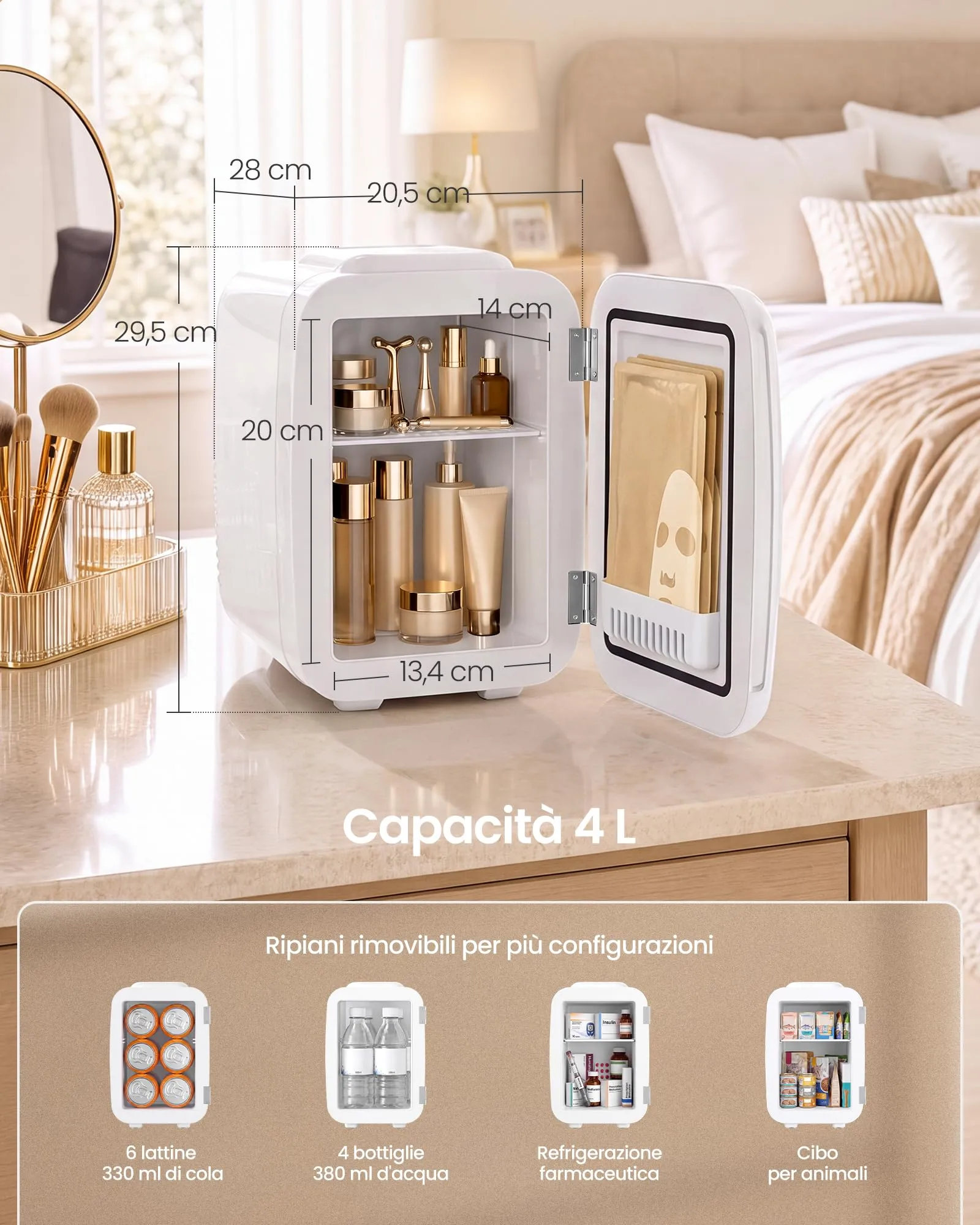 SONGMICS Mini Frigo, Frigorifero Portatile Caldo e Freddo, 4 L - immagine 7