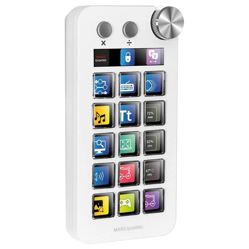 Mars Gaming MSD-neo Control Deck 15 tasti LCD Wheel e doppio pulsante Windows e MacOS 10.15+ Bianco - immagine 1