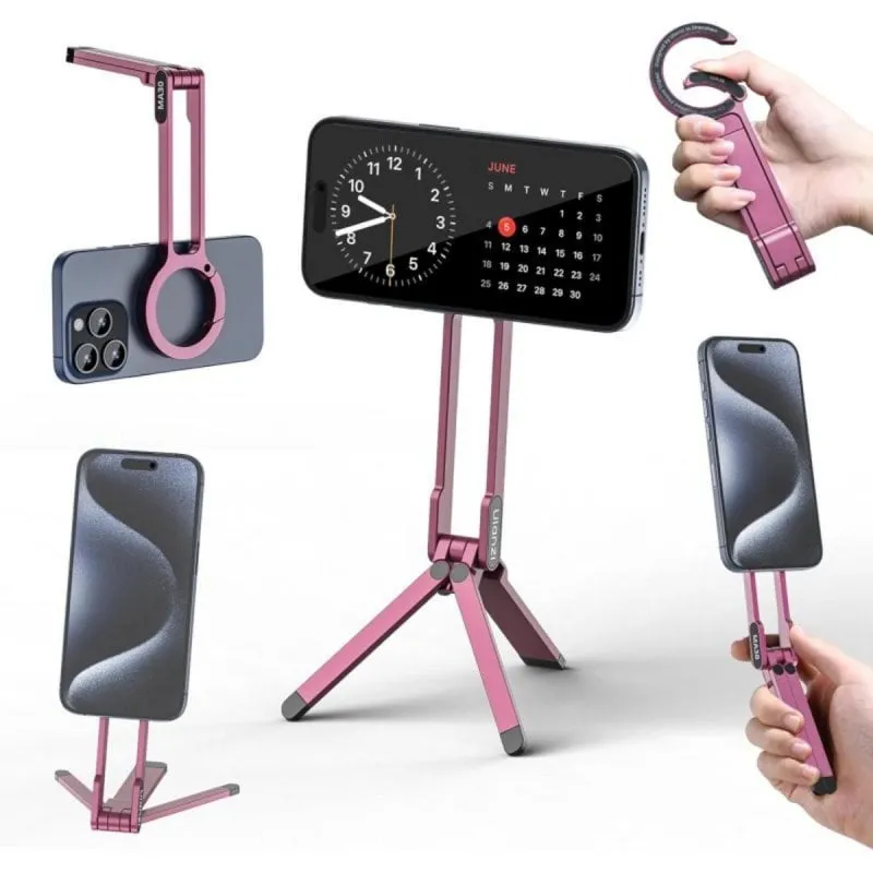 Supporto magnetico per treppiede universale con moschettone, MagSafe, alluminio, rotazione 360° - immagine 1