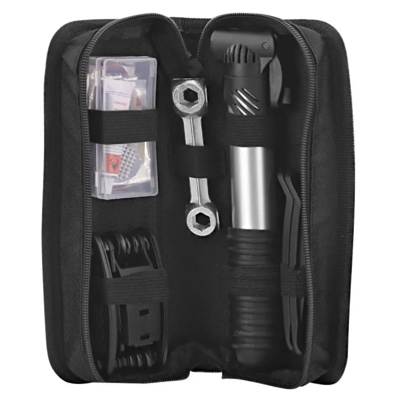 Kit attrezzi manutenzione bicicletta T'nB con custodia compatta, nero, valvole Presta e Schrader - immagine 1
