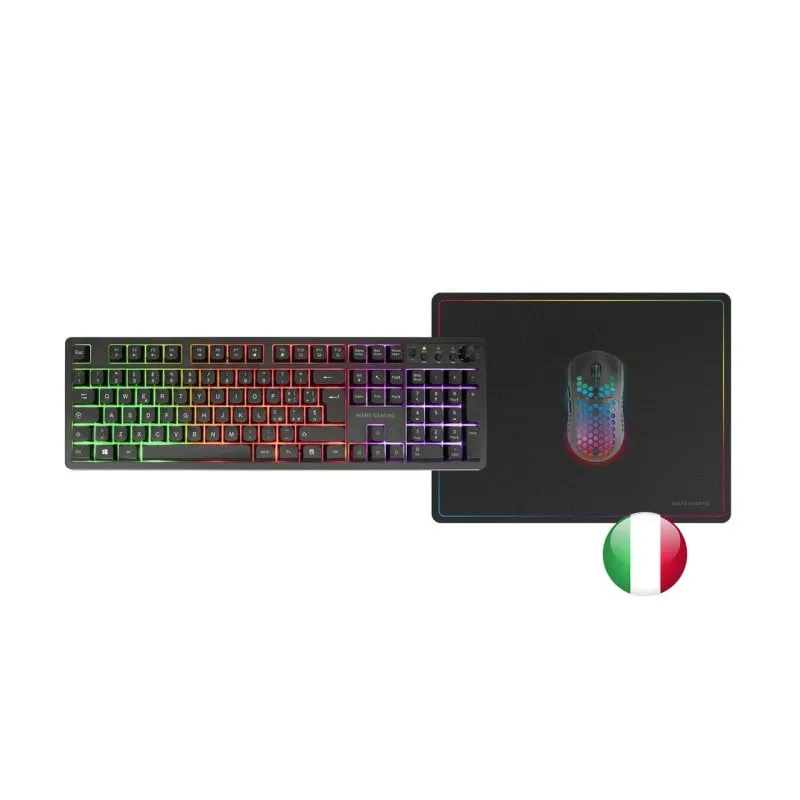 Mars Gaming Mcpwx Wireless Gaming Combo Tastiera Frgb RGB Tappetino per mouse Nero Italiano - immagine 1