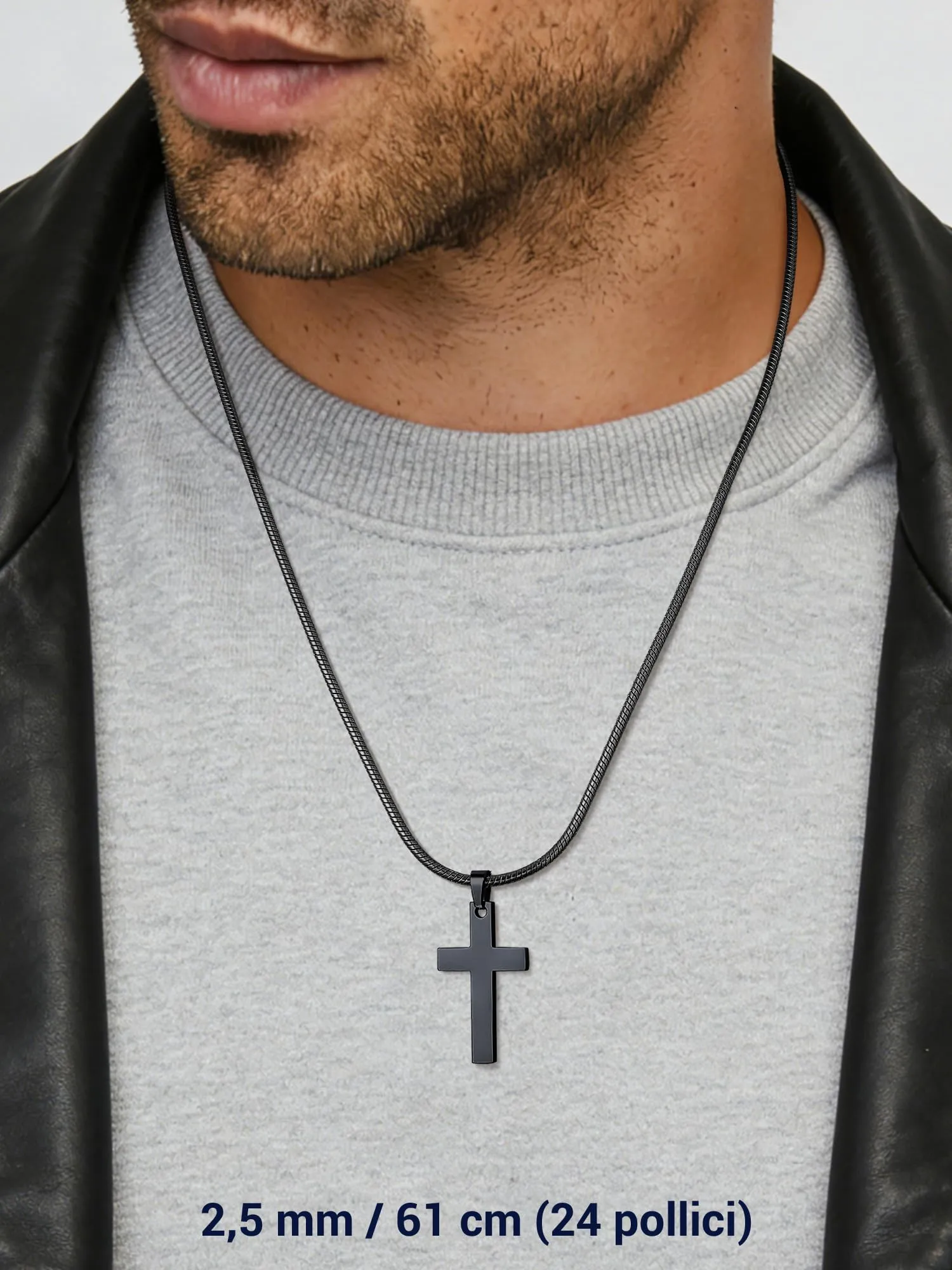 PROSTEEL Collana a Serpente Nero, 2,5mm 41cm, Collana Uomo Acciaio, Serpentina Agile, Catenina Versatile Solo o Impilato, Impermeabile - immagine 6