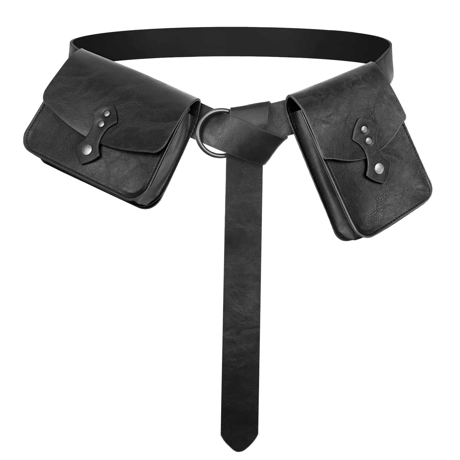 EpicCos Marsupio rinascimentale, medievale pirata Cosplay accessori per LARP, marsupio in pelle vintage con cintura Ren Faire, Nero D, Vintage - immagine 1