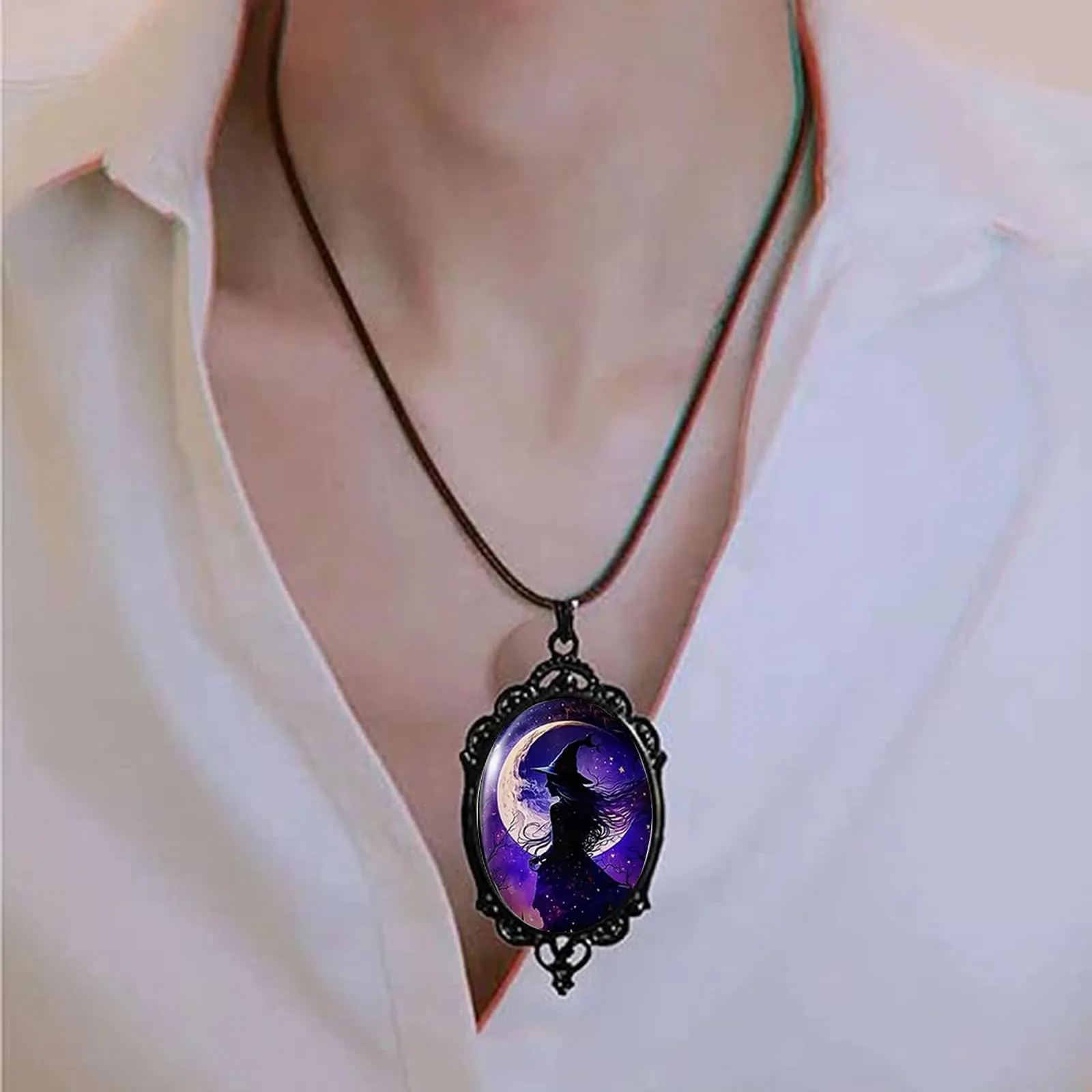 Set Gioielli Donna in Stile Gotico, Strega Goffrato Collana e Orecchini - immagine 4