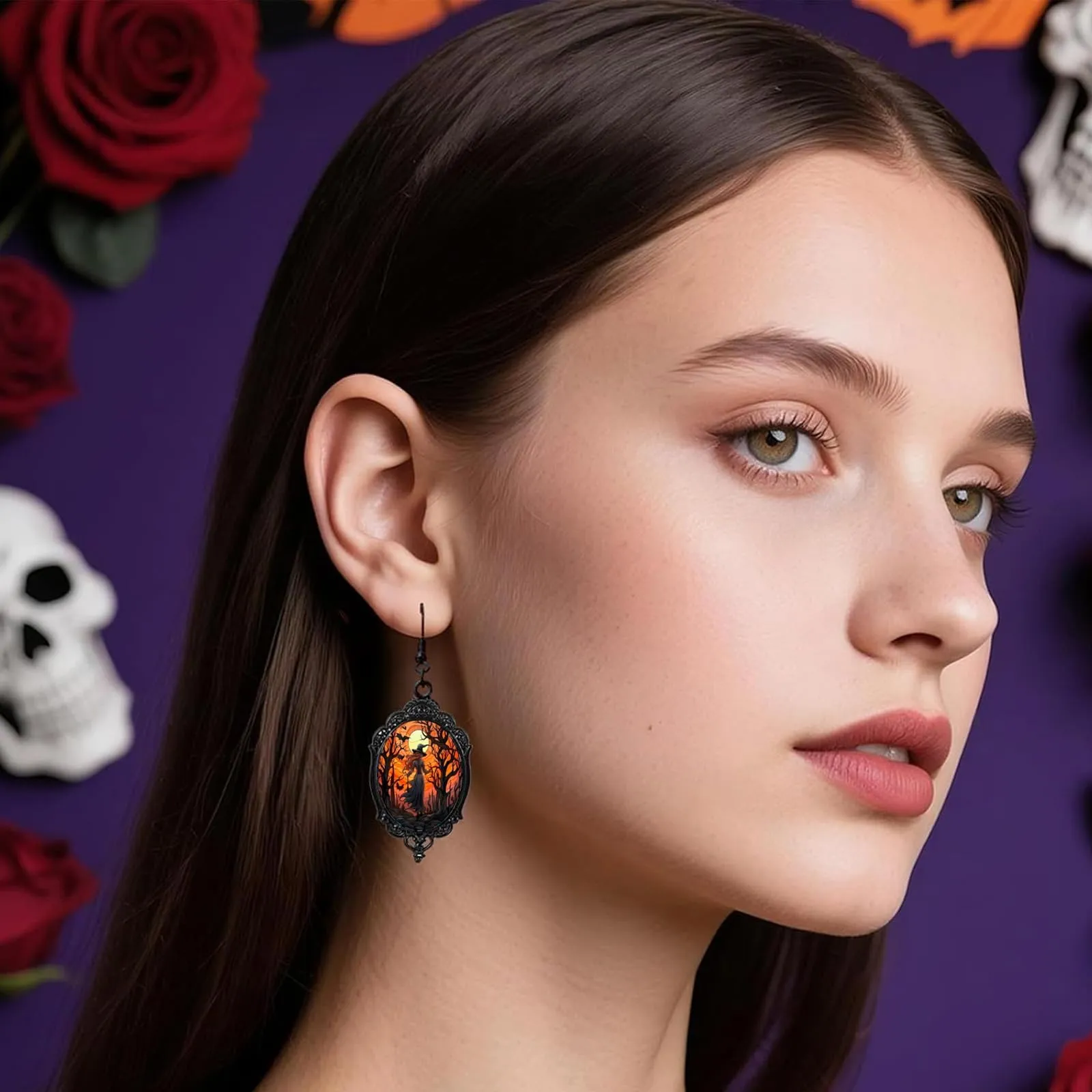 Set Gioielli Donna in Stile Gotico, Strega Goffrato Collana e Orecchini - immagine 4