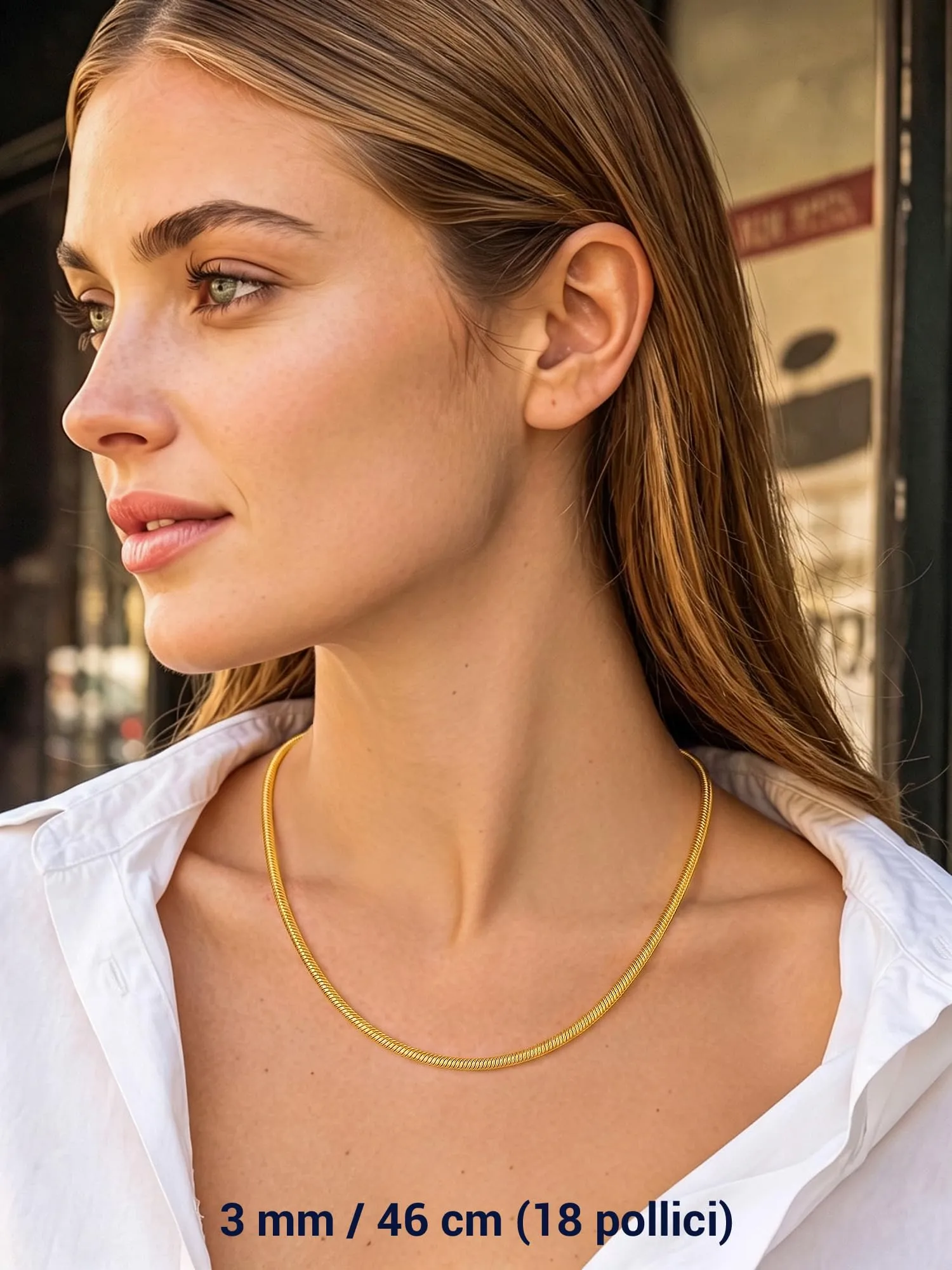 PROSTEEL Collana a Serpente Oro, 3mm 66cm, Collana Uomo Acciaio, Serpentina Agile, Catenina Versatile Solo o Impilato, Impermeabile - immagine 4