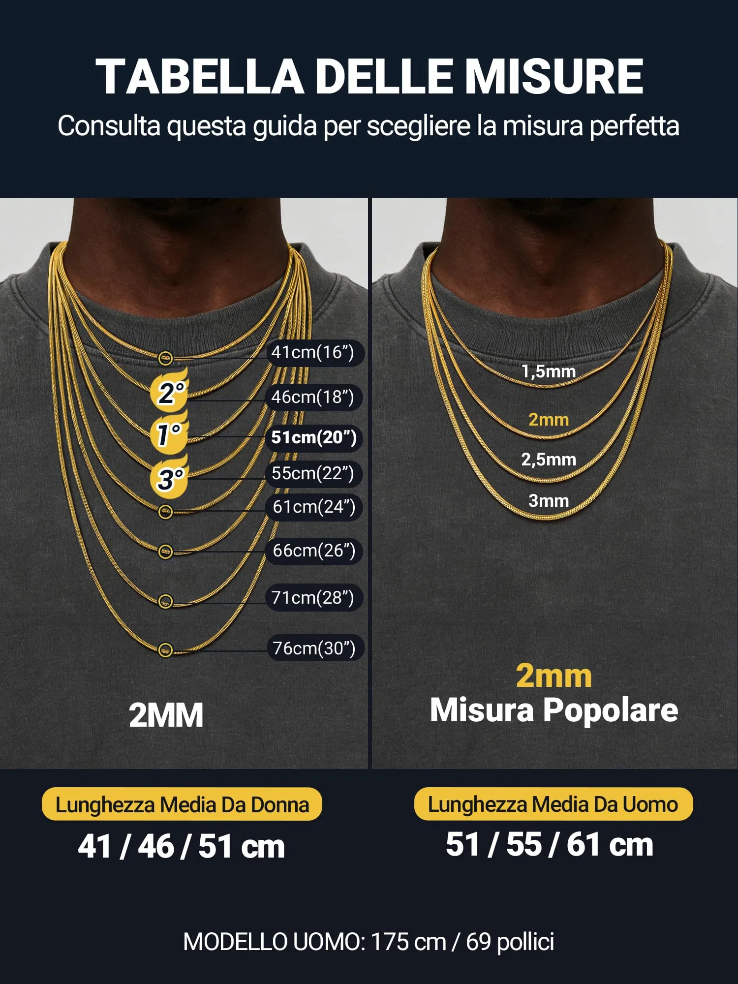 PROSTEEL Collana a Serpente Oro, 1,5mm 61cm, Collana Uomo Acciaio, Serpentina Agile, Catenina Versatile Solo o Impilato, Impermeabile - immagine 5
