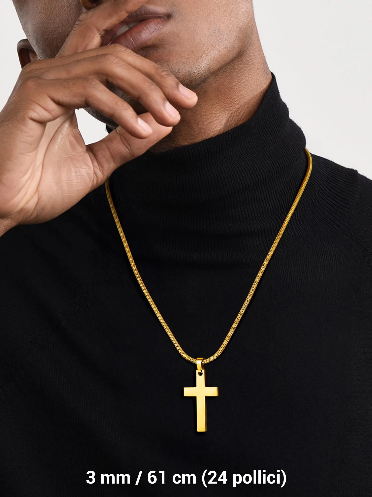 PROSTEEL Collana a Serpente Oro, 3mm 41cm, Collana Uomo Acciaio, Serpentina Agile, Catenina Versatile Solo o Impilato, Impermeabile - immagine 7