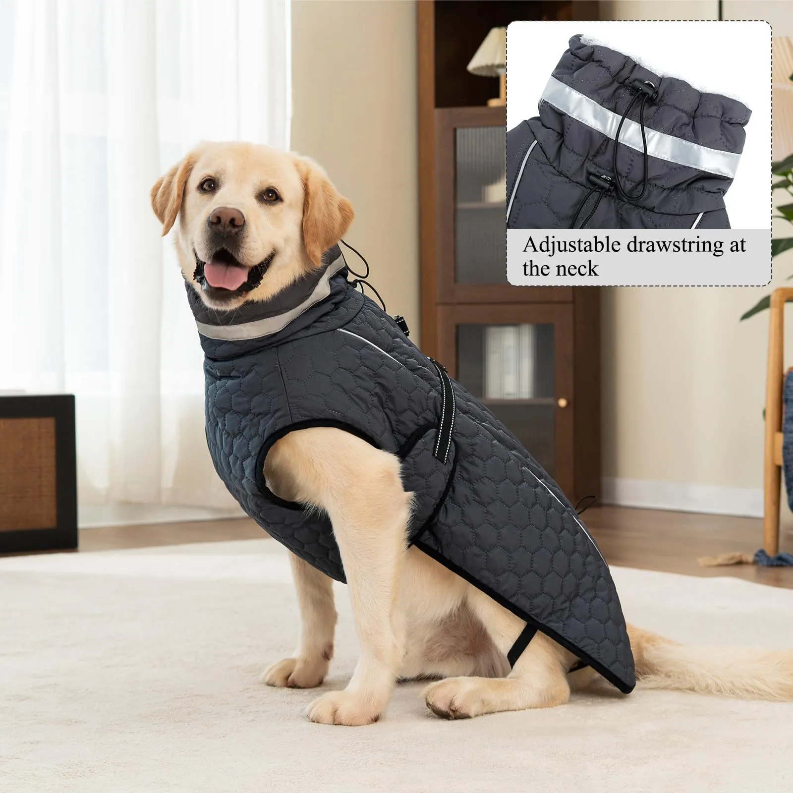 Cyponpy Cappotto Impermeabile Cane Giubbotto Pile per Cani con Imbracatura Invernale Caldo Cappotti Giubbotto Impermeabile per Cani Regolabile Riflettente Cappottino Cane Taglia Piccola Media Grande - immagine 6