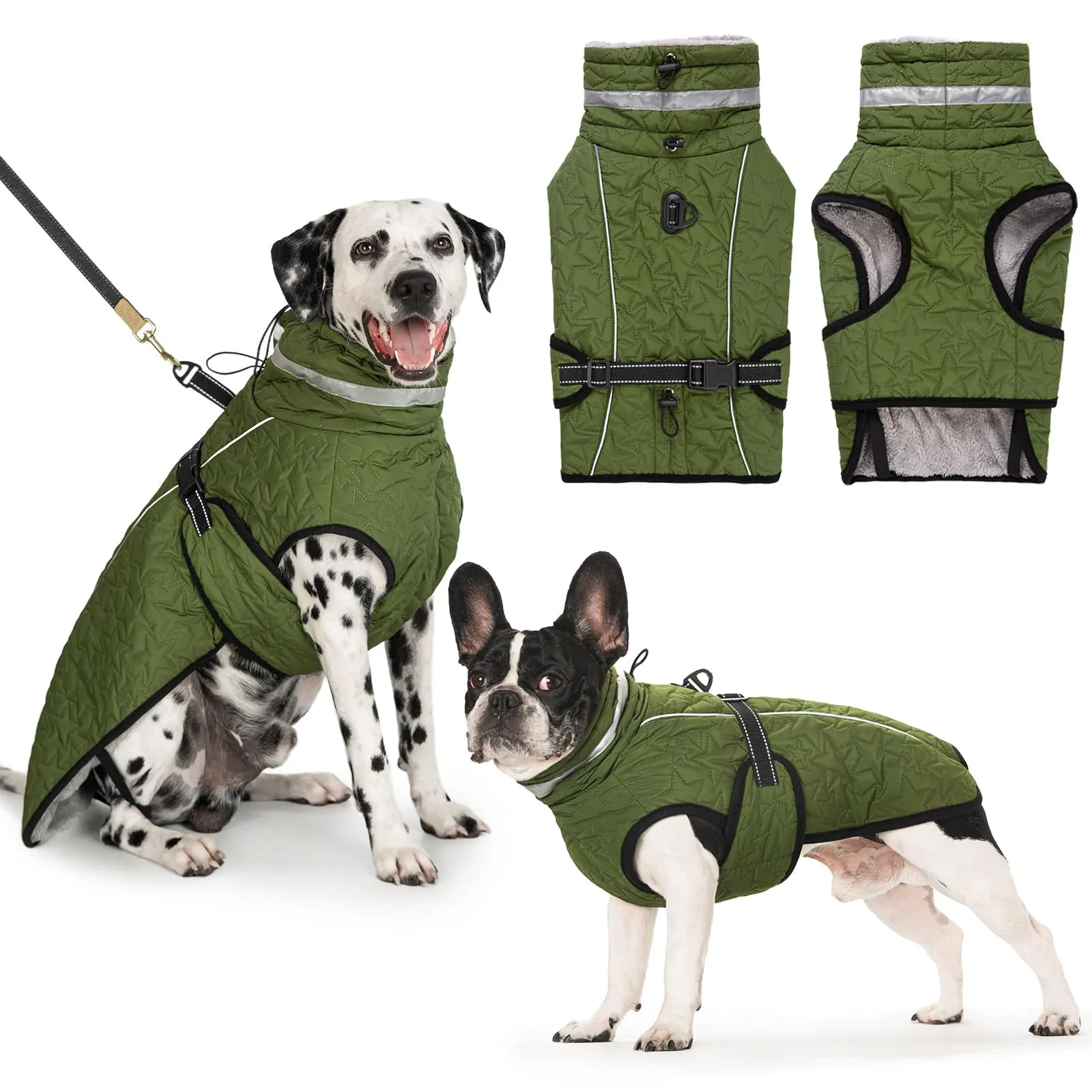 Cyponpy Cappotto Impermeabile Cane Giubbotto Pile per Cani con Imbracatura Invernale Caldo Cappotti Giubbotto Impermeabile per Cani Regolabile Riflettente Cappottino Cane Taglia Piccola Media Grande - immagine 1
