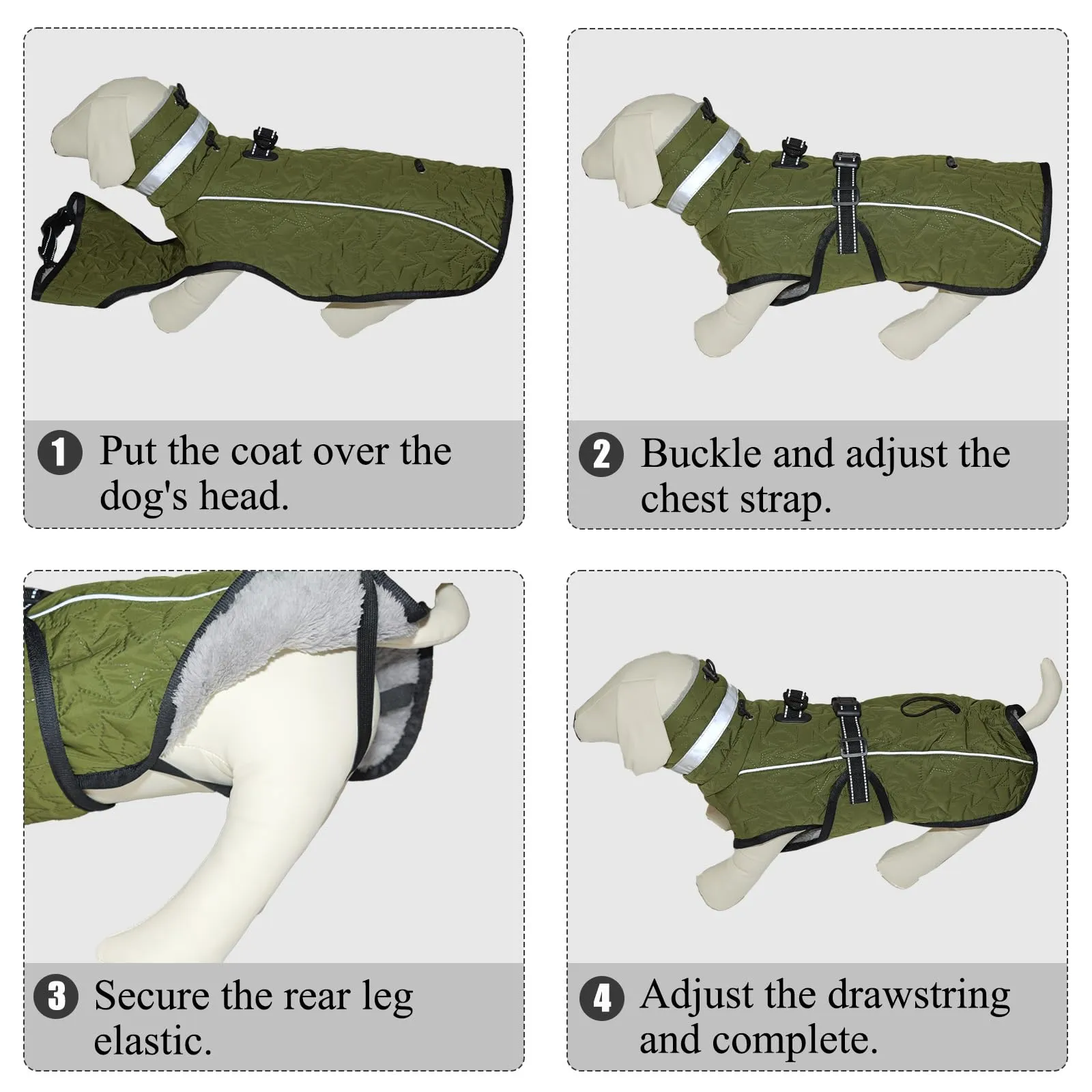 Cyponpy Cappotto Impermeabile Cane Giubbotto Pile per Cani con Imbracatura Invernale Caldo Cappotti Giubbotto Impermeabile per Cani Regolabile Riflettente Cappottino Cane Taglia Piccola Media Grande - immagine 7