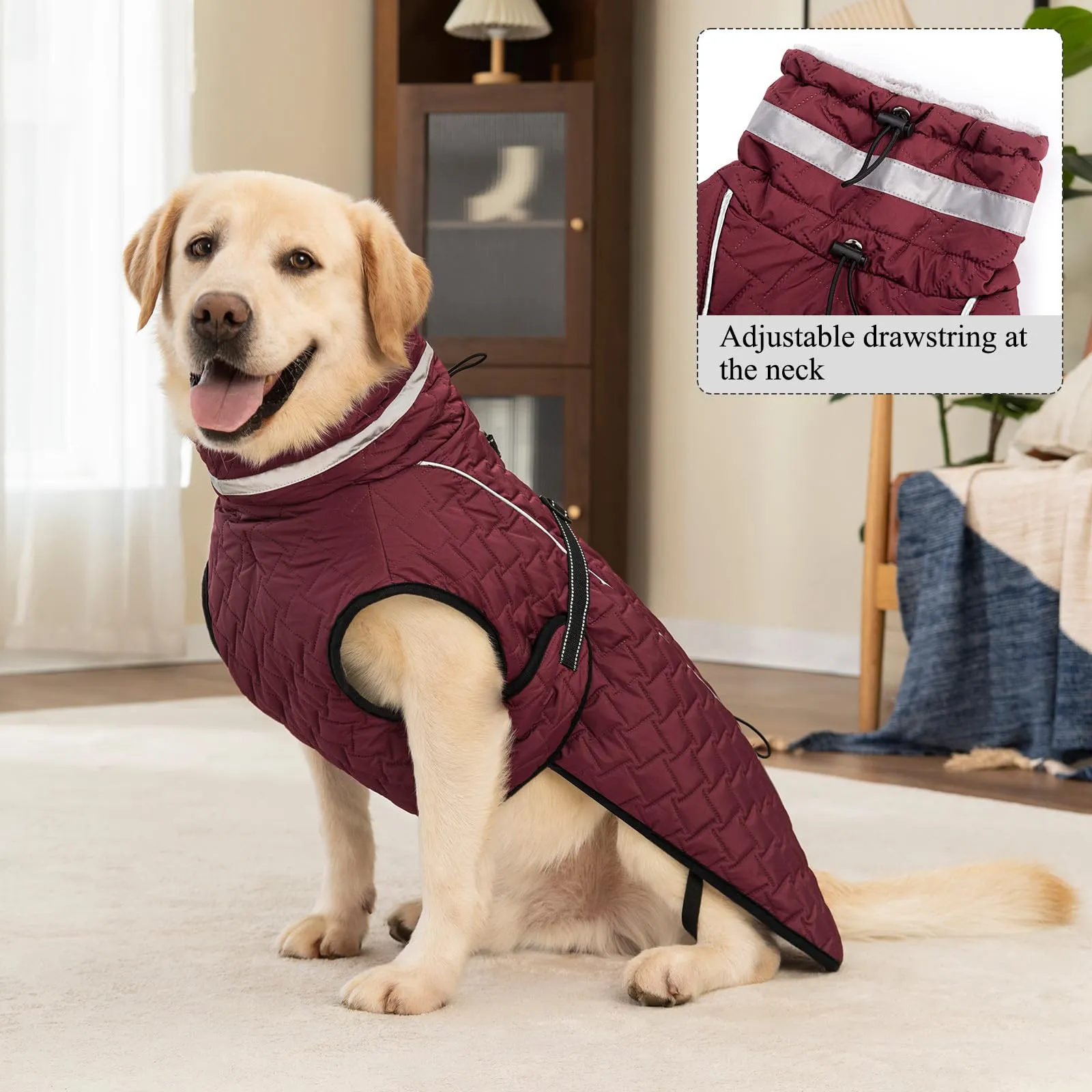 Cyponpy Cappotto Impermeabile Cane Giubbotto Pile per Cani con Imbracatura Invernale Caldo Cappotti Giubbotto Impermeabile per Cani Regolabile Riflettente Cappottino Cane Taglia Piccola Media Grande - immagine 6