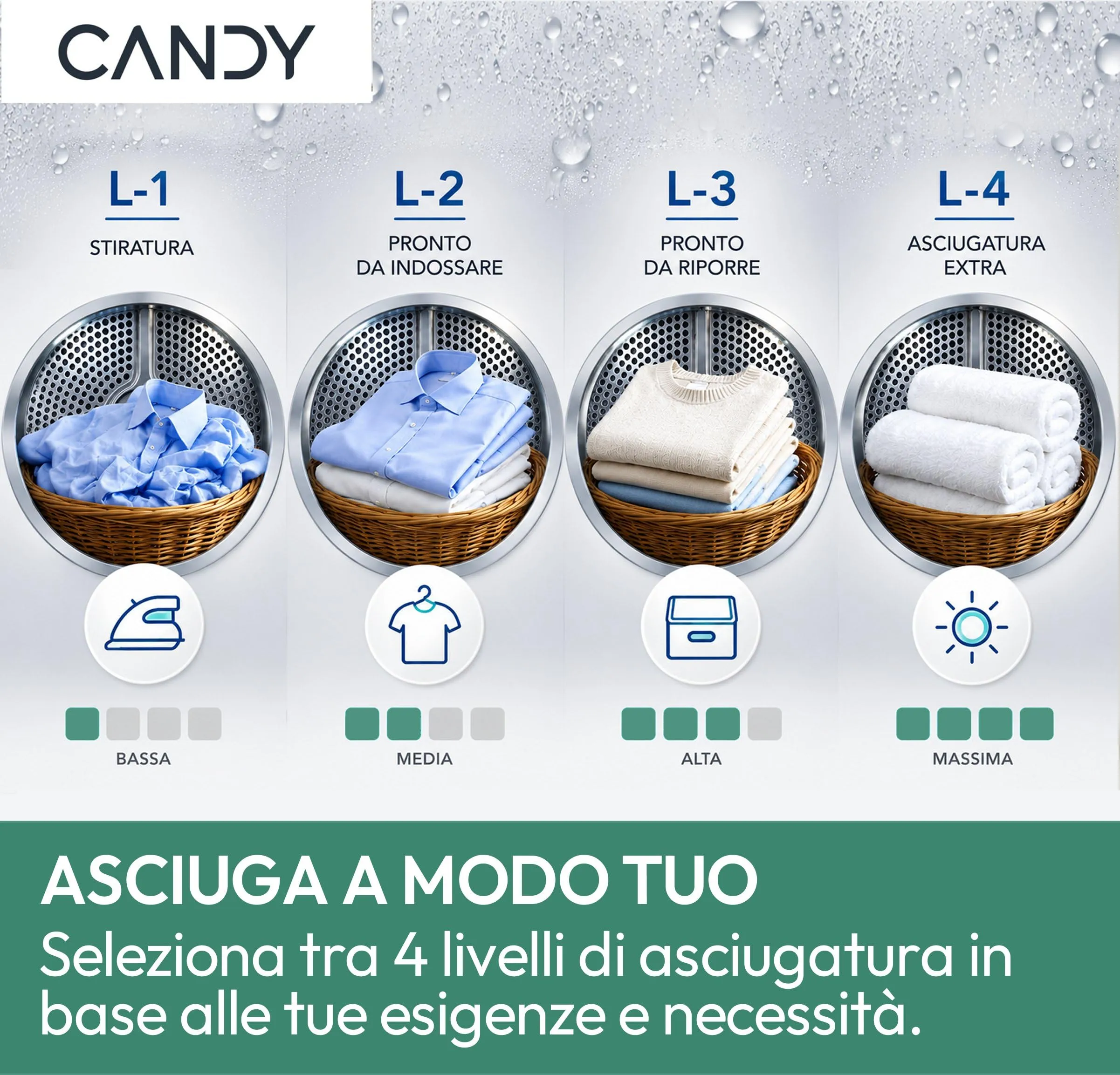 Candy Asciugatrice 9 Kg Pompa di Calore Classe D Bianca GD 9N2-S - immagine 3