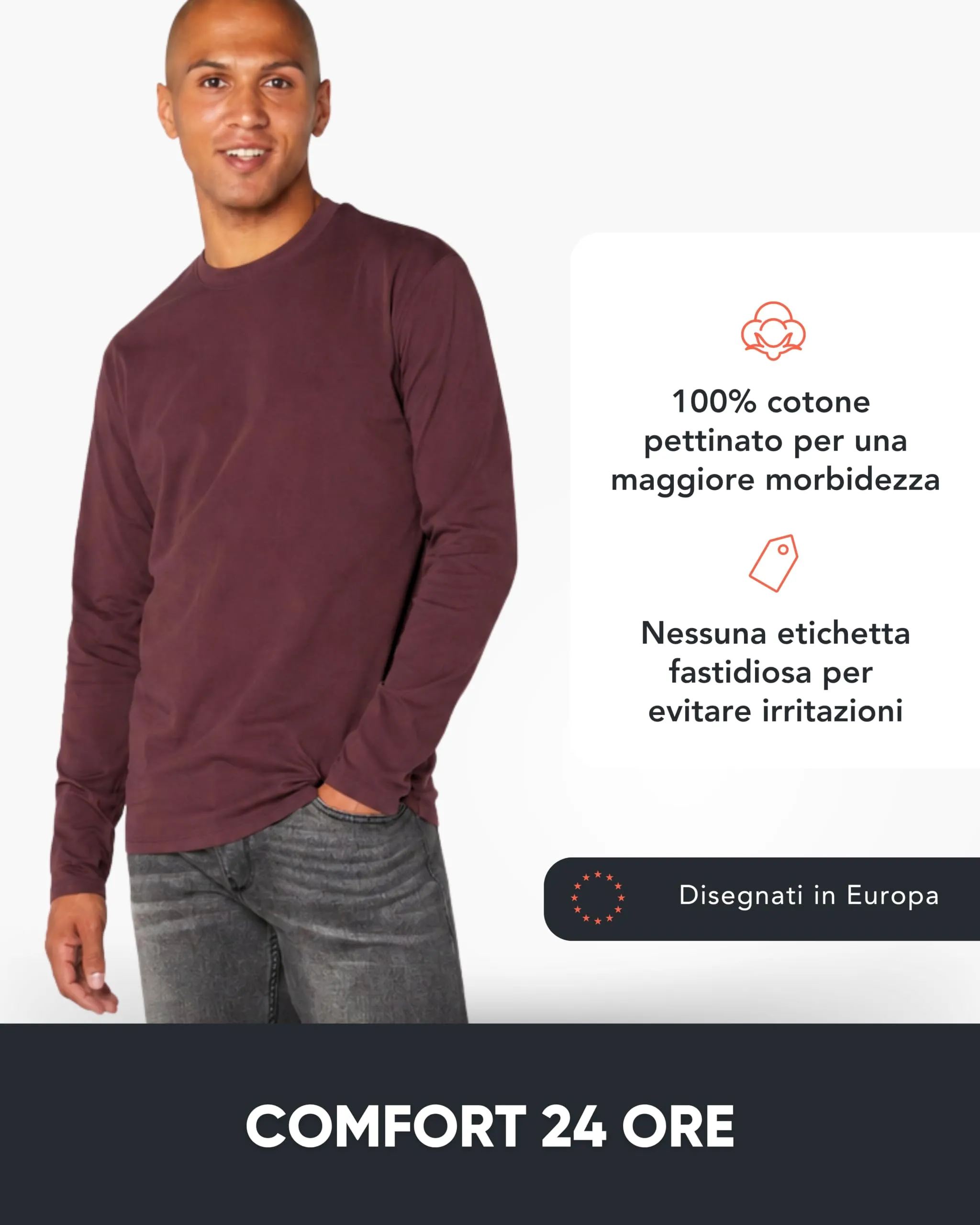 FM London Confezione da 3 Maglie Uomo Maniche Lunghe in Cotone a Girocollo - immagine 3