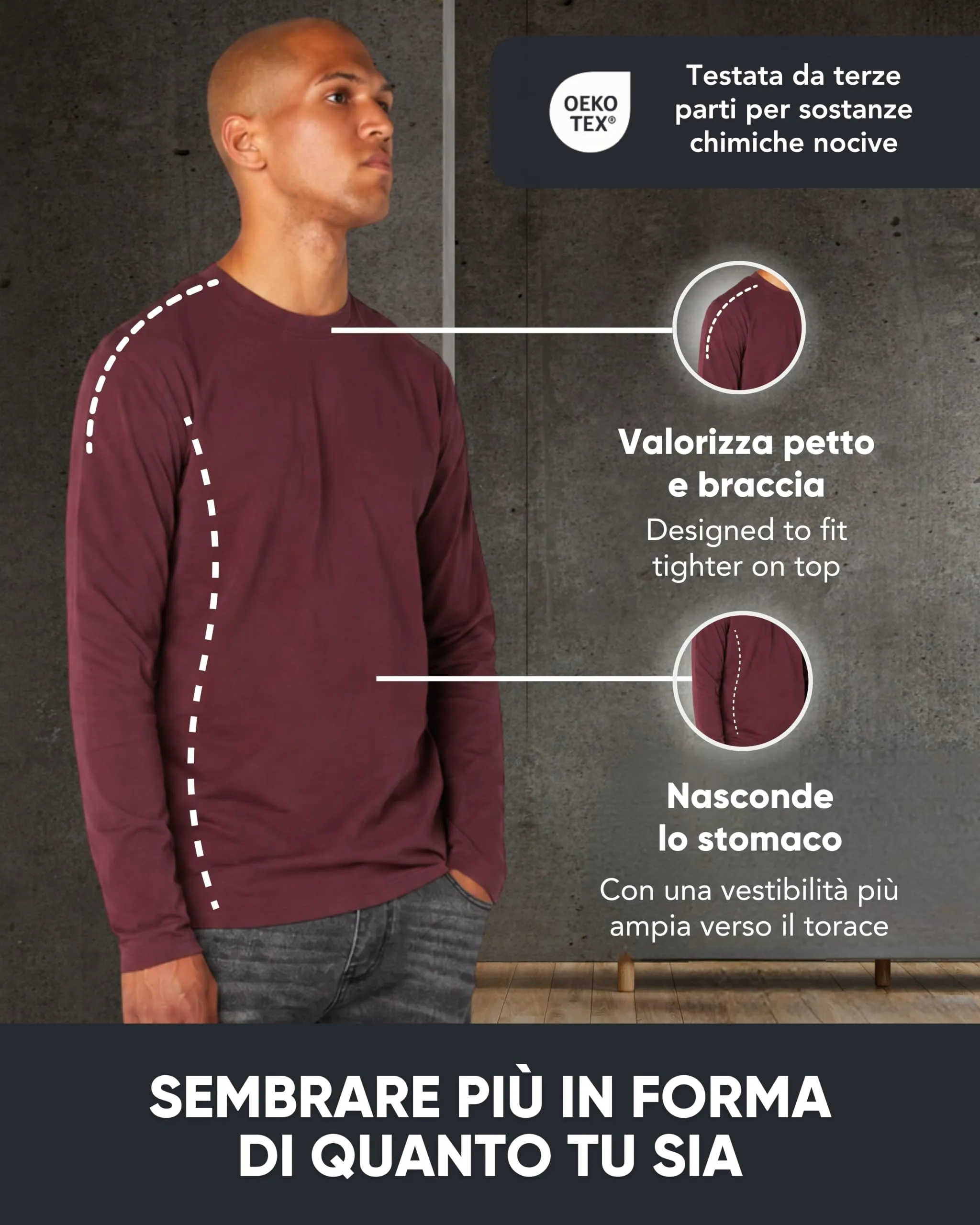 FM London Confezione da 3 Maglie Uomo Maniche Lunghe in Cotone a Girocollo - immagine 2