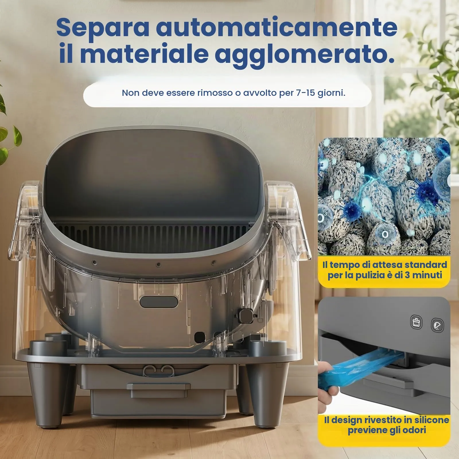 Lettiera Gatto Autopulente XXL, Lettiera Autopulente per Gatti, Controllo App, 12 Sensori di Sicurezza, Silenziosa, Facile da Pulire, Lettier Automatica per Più Gatti - immagine 6