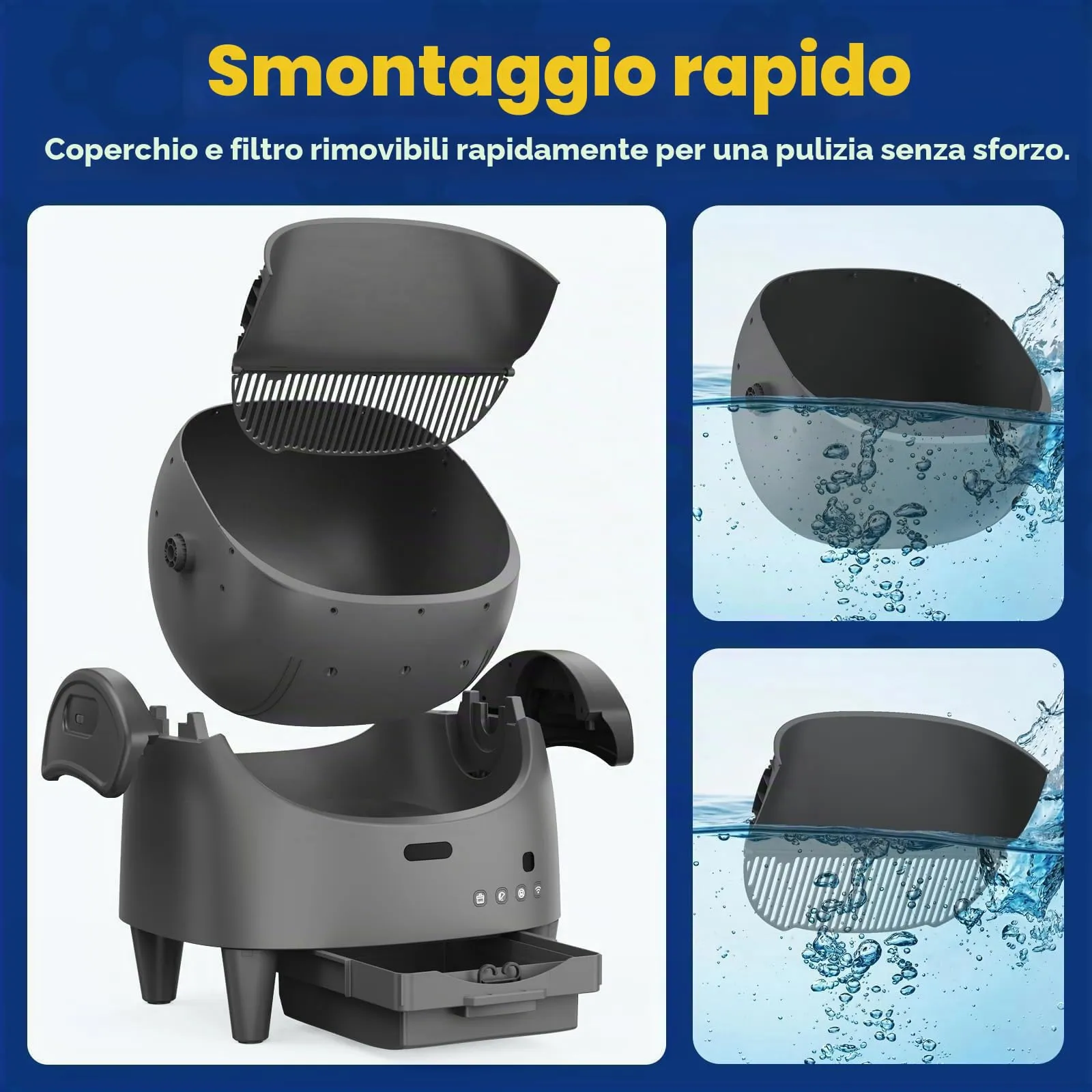 Lettiera Gatto Autopulente XXL, Lettiera Autopulente per Gatti, Controllo App, 12 Sensori di Sicurezza, Silenziosa, Facile da Pulire, Lettier Automatica per Più Gatti - immagine 9
