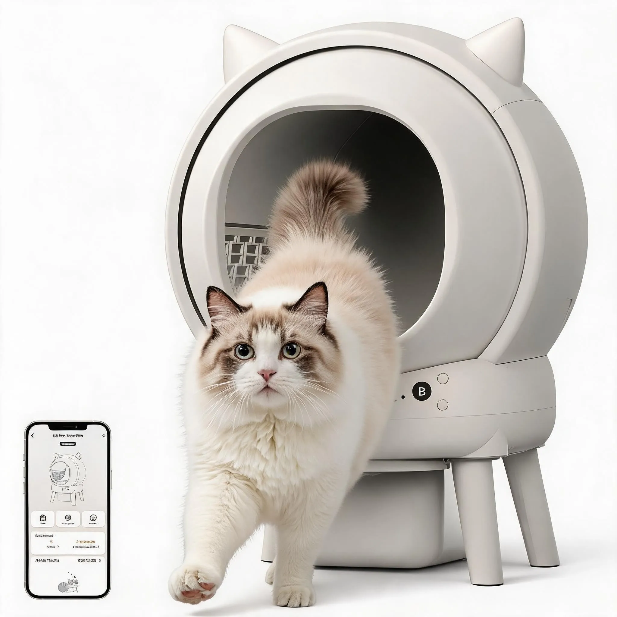 Lettiera Gatto Autopulente XXL, 79L Lettiera Autopulente per Gatti, Controllo App da 2.4 GHz, 9 Sensori di Sicurezza, Protezione Anti-Pizzicamento, Facile da Pulire, Lettier Automatica per più Gatti - immagine 1