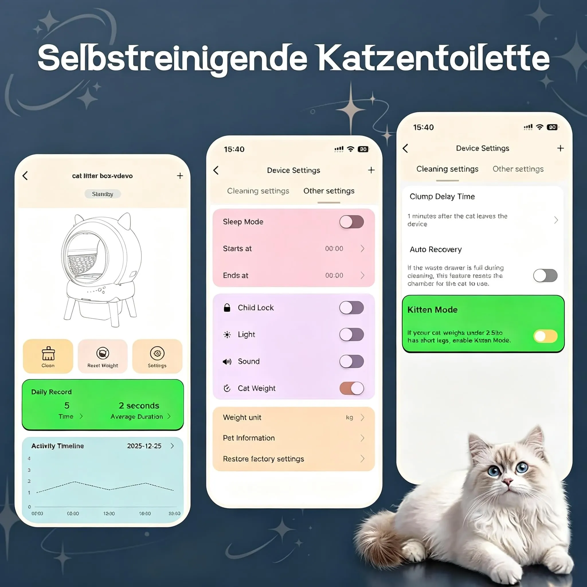 Lettiera Gatto Autopulente XXL, 79L Lettiera Autopulente per Gatti, Controllo App da 2.4 GHz, 9 Sensori di Sicurezza, Protezione Anti-Pizzicamento, Facile da Pulire, Lettier Automatica per più Gatti - immagine 3