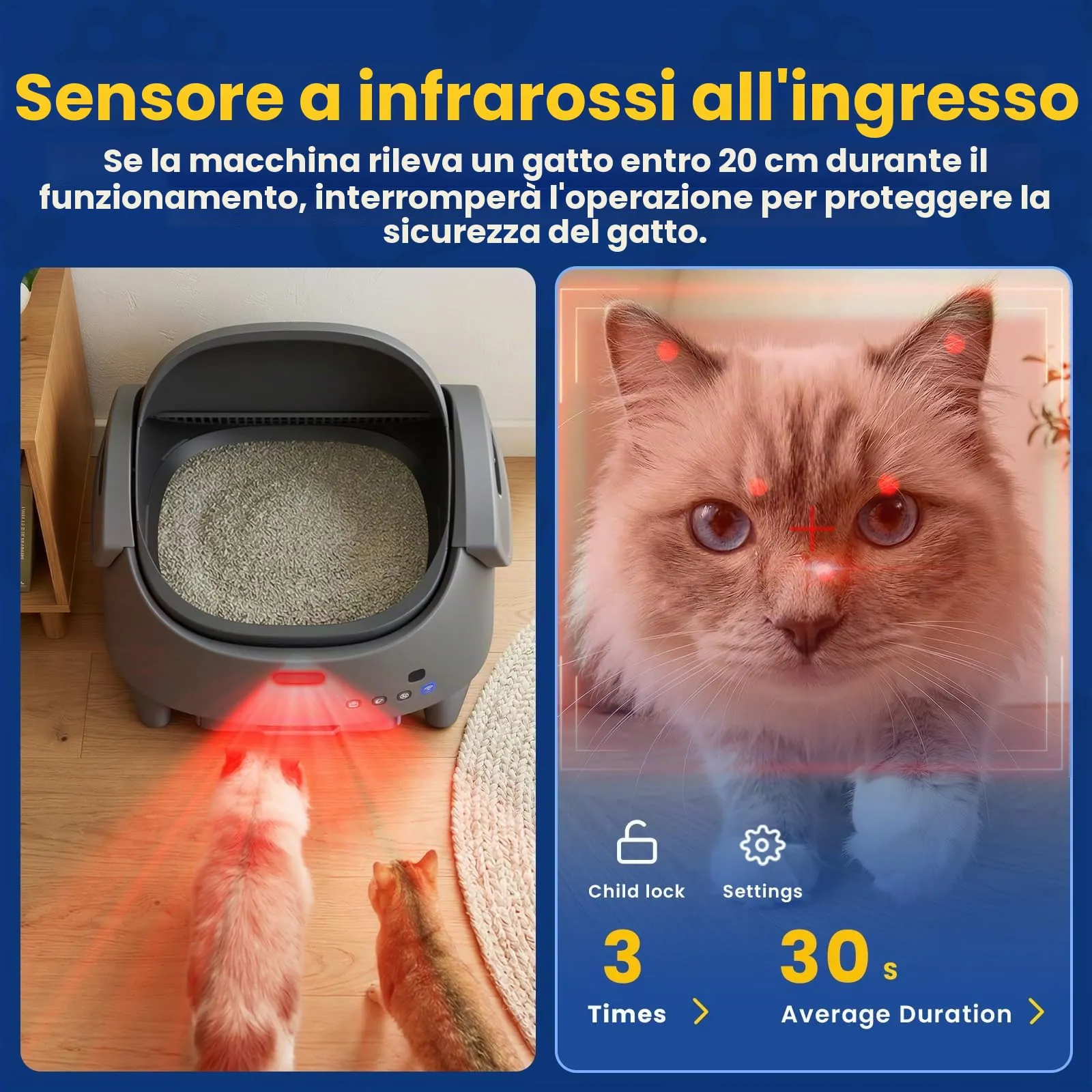 Lettiera Gatto Autopulente XXL, Lettiera Autopulente per Gatti, Controllo App, 12 Sensori di Sicurezza, Silenziosa, Facile da Pulire, Lettier Automatica per più Gatti - immagine 4