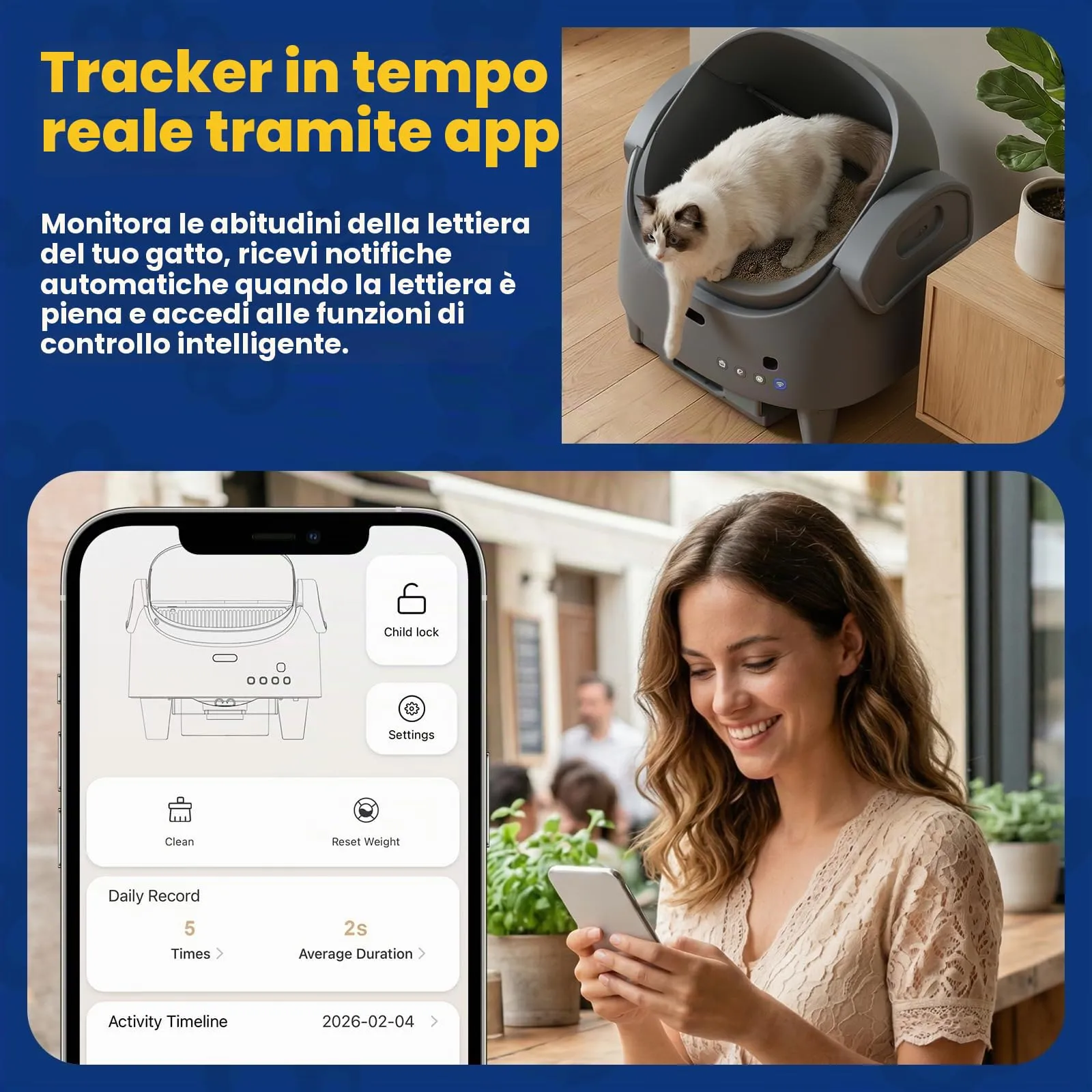 Lettiera Gatto Autopulente XXL, Lettiera Autopulente per Gatti, Controllo App, 12 Sensori di Sicurezza, Silenziosa, Facile da Pulire, Lettier Automatica per più Gatti - immagine 8
