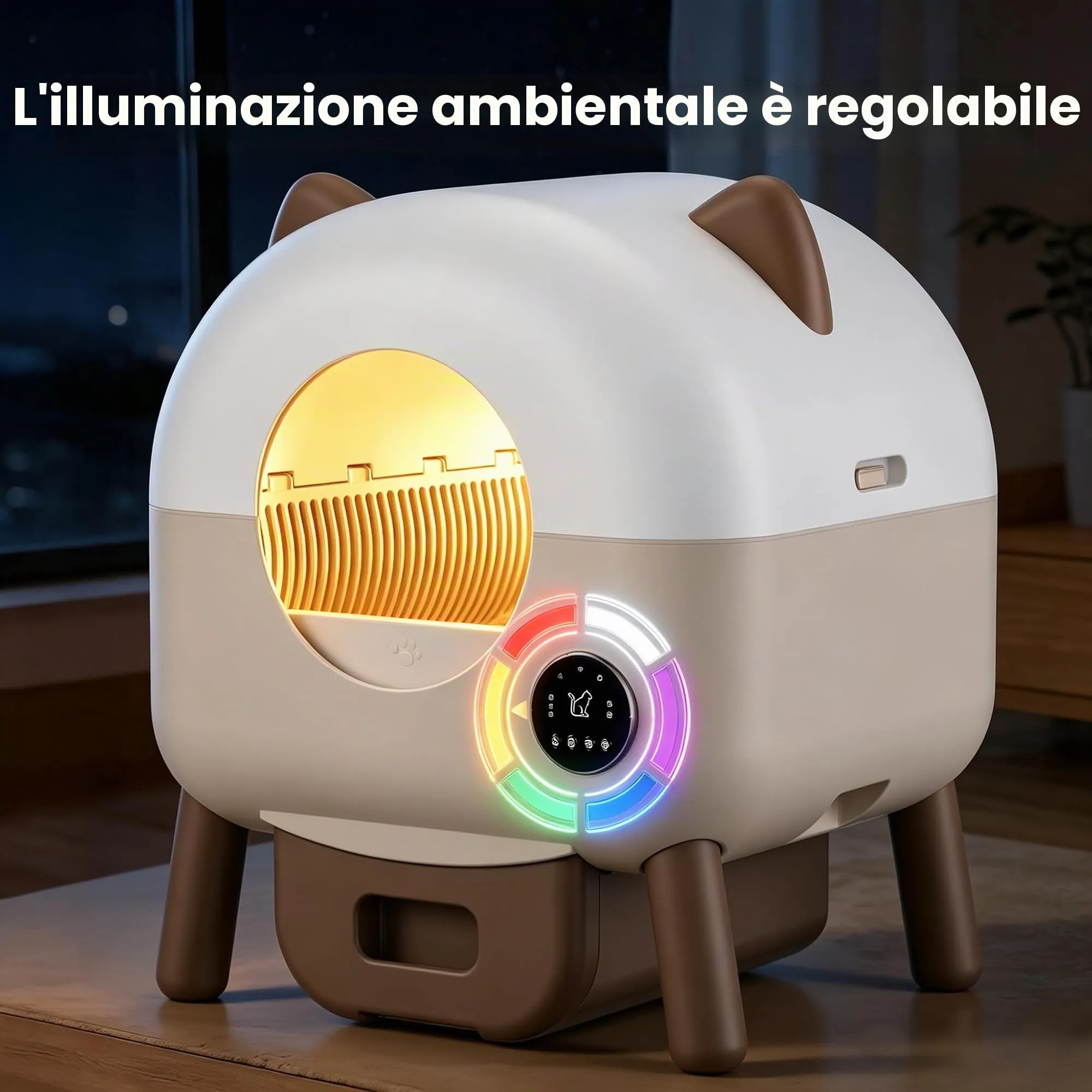 Lettiera Gatto Autopulente XXL, 89L Lettiera Autopulente per Gatti, Controllo App, Sensori di Sicurezza, 6 Luci, Eliminazione Odori, Silenziosa, Facile da Pulire, Lettier Automatica per più Gatti - immagine 3