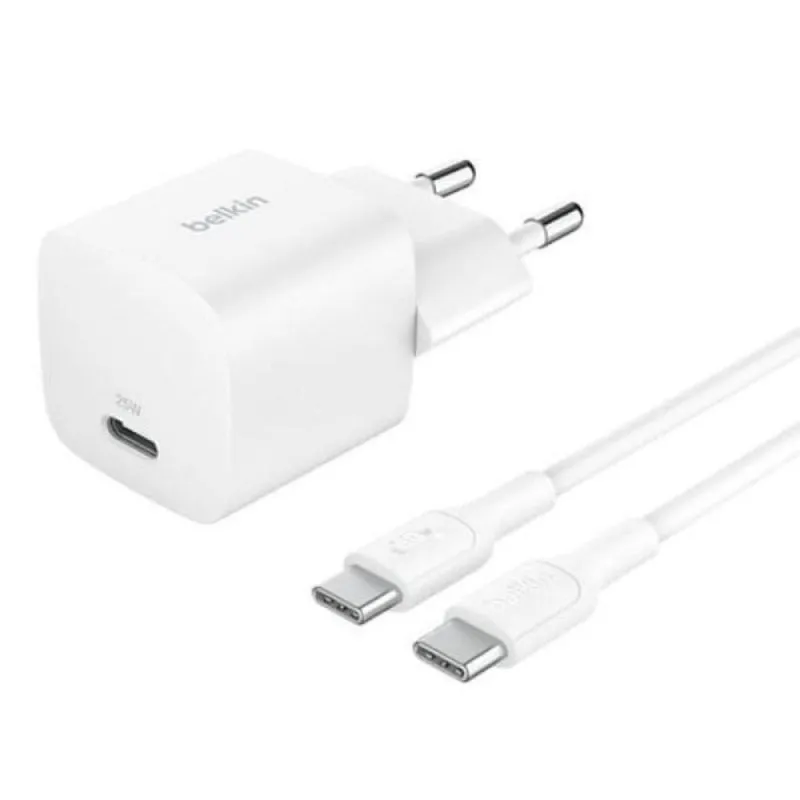 Caricatore da parete Belkin BoostCharge 25W USB-C PD 3.1 cavo 1 m Bianco - immagine 1