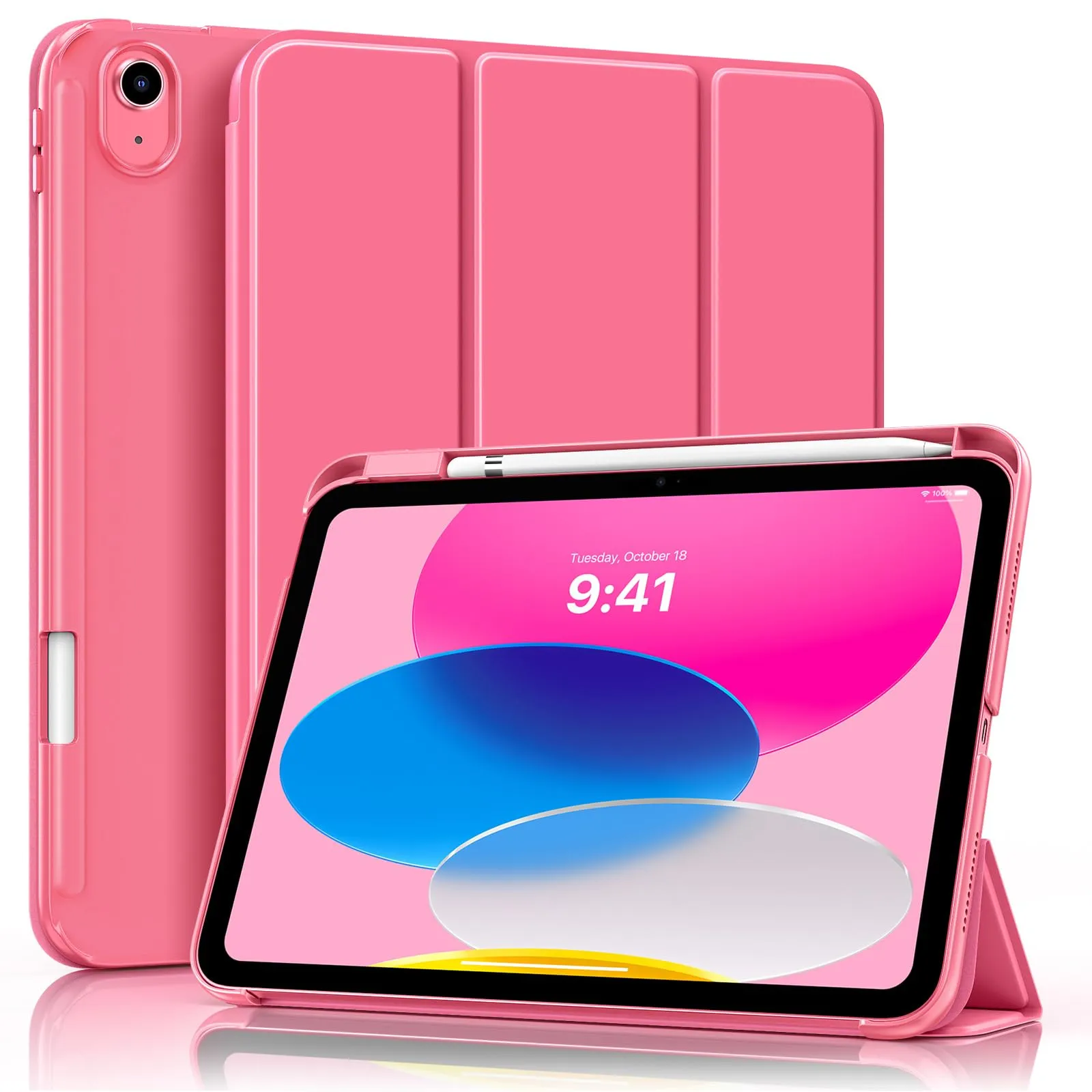 MoKo per iPad A16 11ª/10ª Generazione Custodia con Portapenne, Rosso - immagine 1