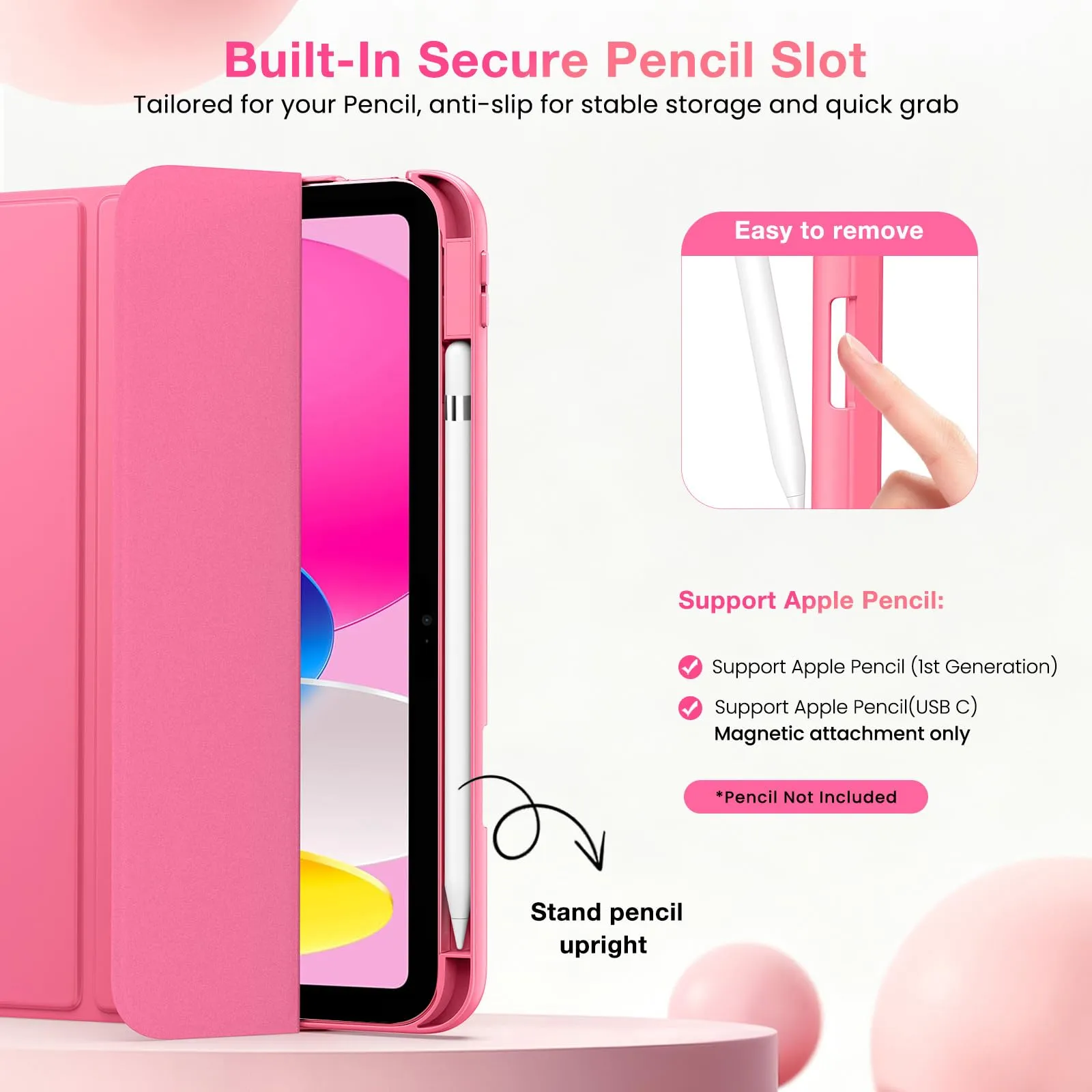 MoKo per iPad A16 11ª/10ª Generazione Custodia con Portapenne, Rosso - immagine 5