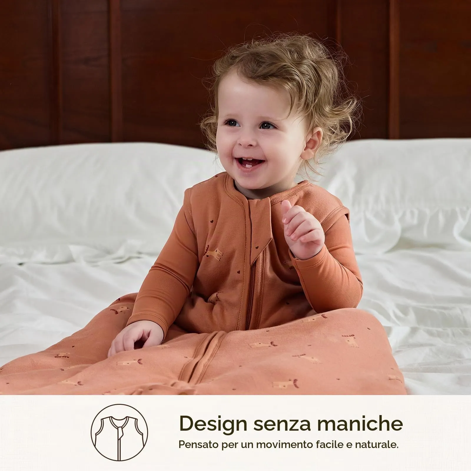Mosebears Sacco nanna invernale per bambini, 2,5 tog,cotone, per diverse misure dalla nascita all'età di 24 mesi(Caramel,12-18 mesi) - immagine 6