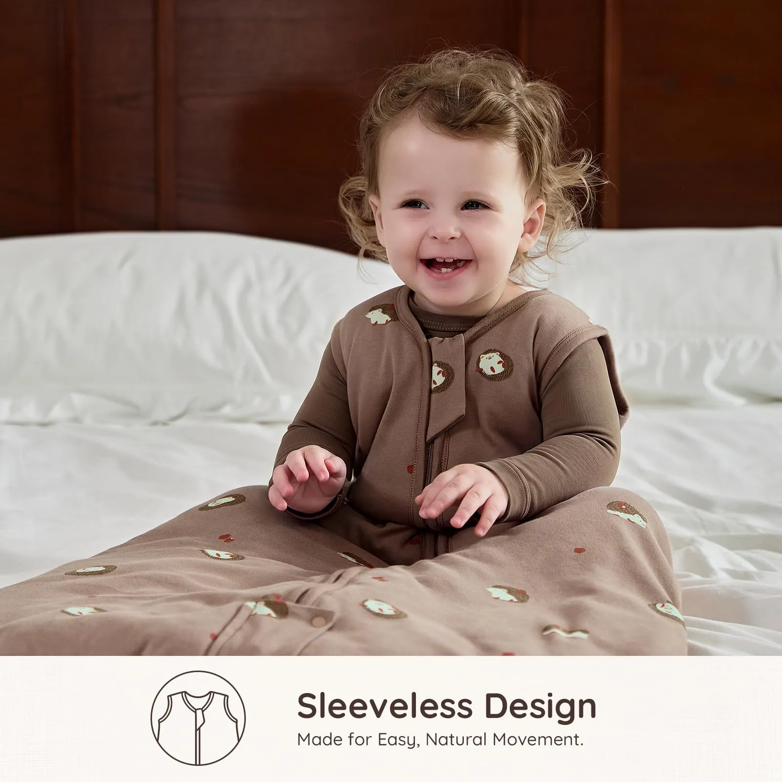 Mosebears Sacco nanna invernale per bambini, 2,5 tog,cotone, per diverse misure dalla nascita all'età di 24 mesi(Brown,18-24 mesi) - immagine 6