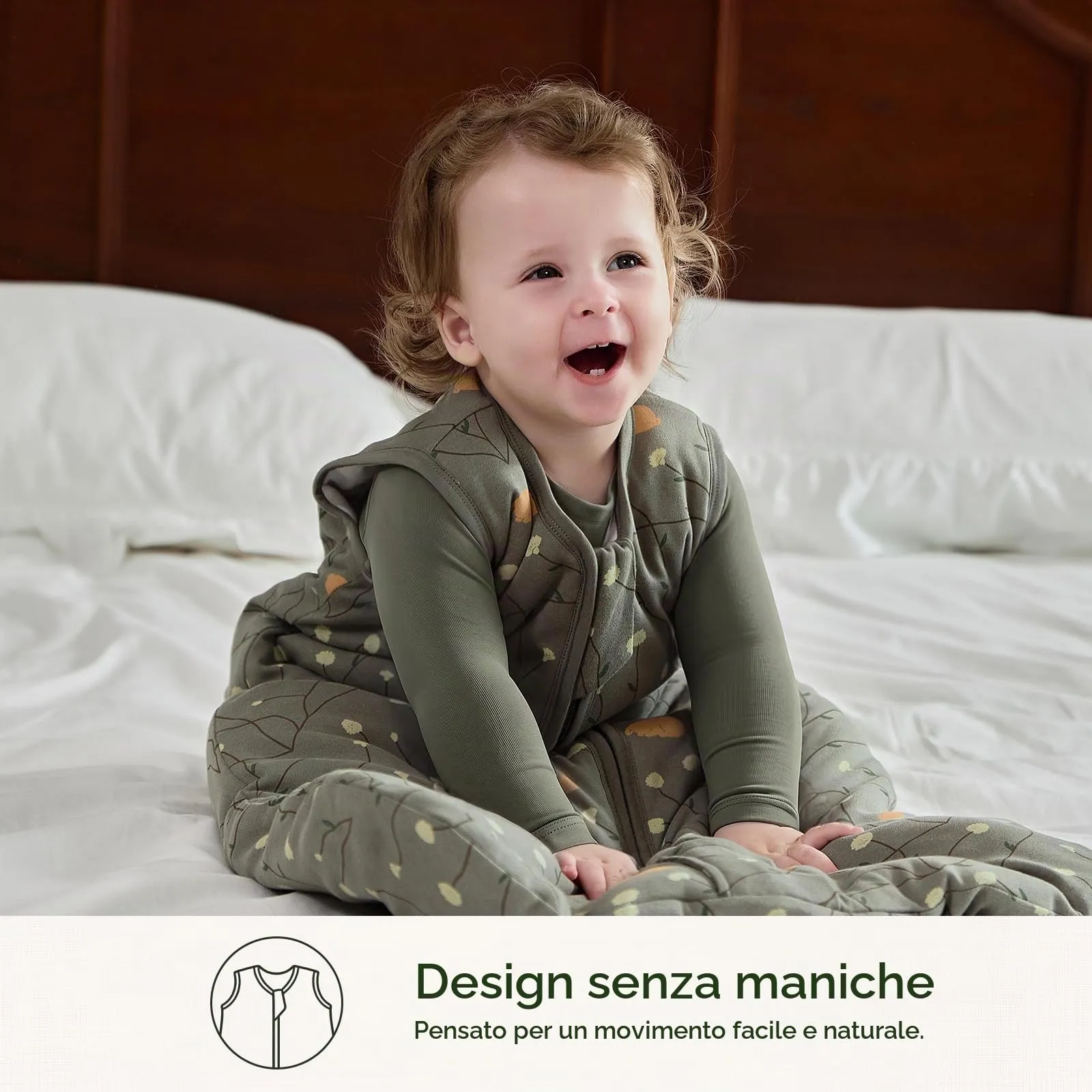 Mosebears Sacco nanna invernale per bambini, 2,5 tog,cotone, per diverse misure dalla nascita all'età di 24 mesi(Green,6-12 mesi) - immagine 6