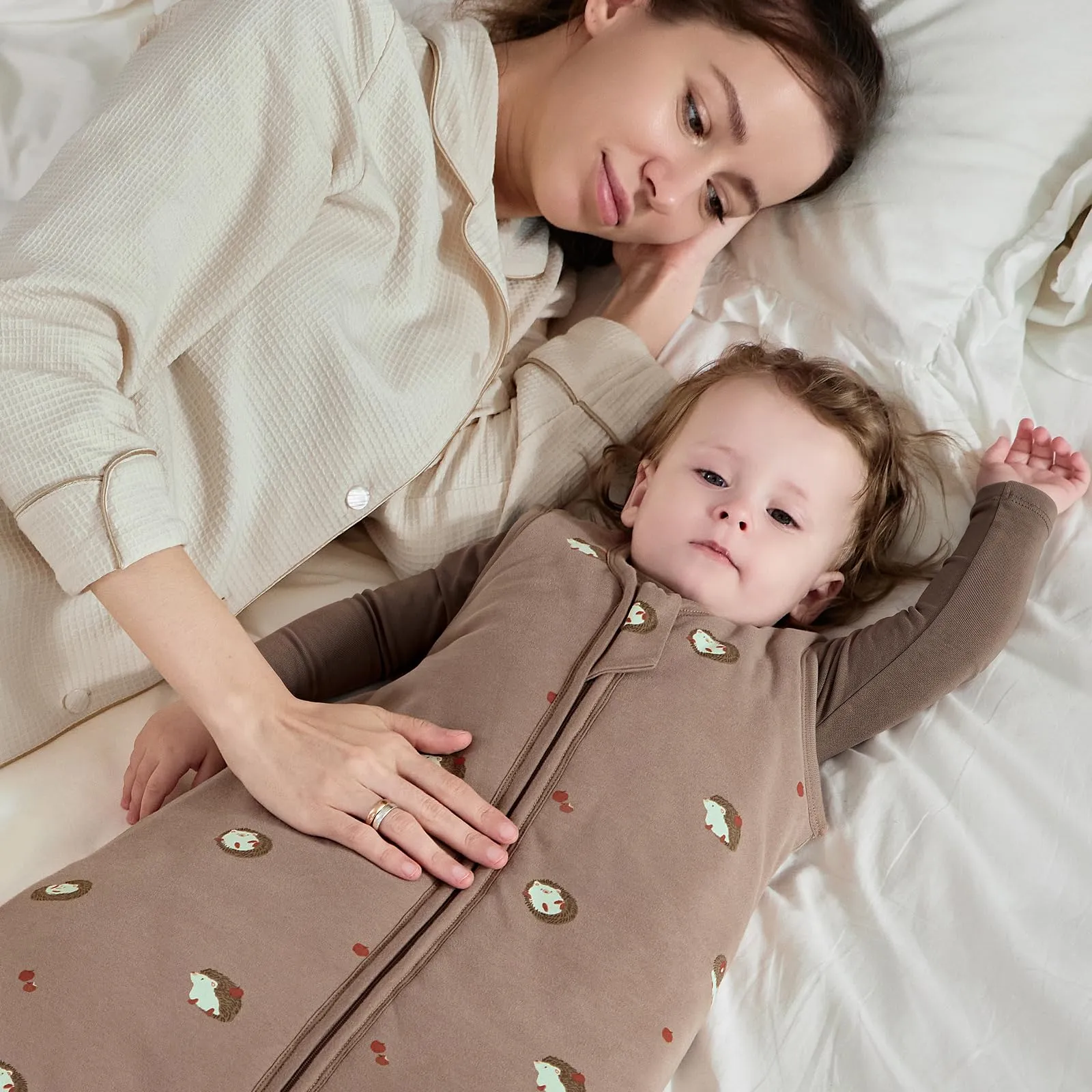 Mosebears Sacco nanna invernale per bambini, 2,5 tog,cotone, per diverse misure dalla nascita all'età di 24 mesi(Brown,12-18 mesi) - immagine 8